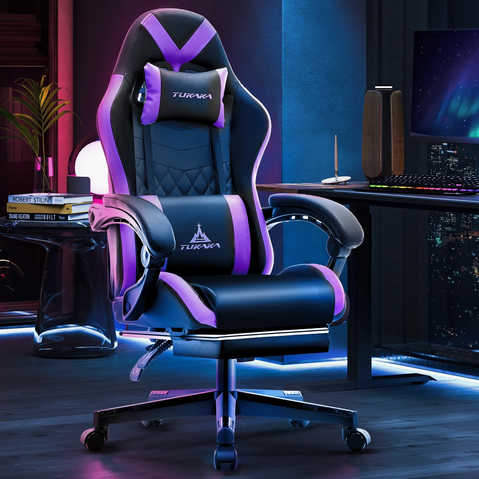 White Gaming Chair,Ergonomic Massage Office Desk Chair with Footrest | Pocket Spring Cushion,Reclining,Thick High Back,Headrest and Lumbar Support,Adjustable Leather Computer Chair Gamer Chair - Flex Gamingproduct_type