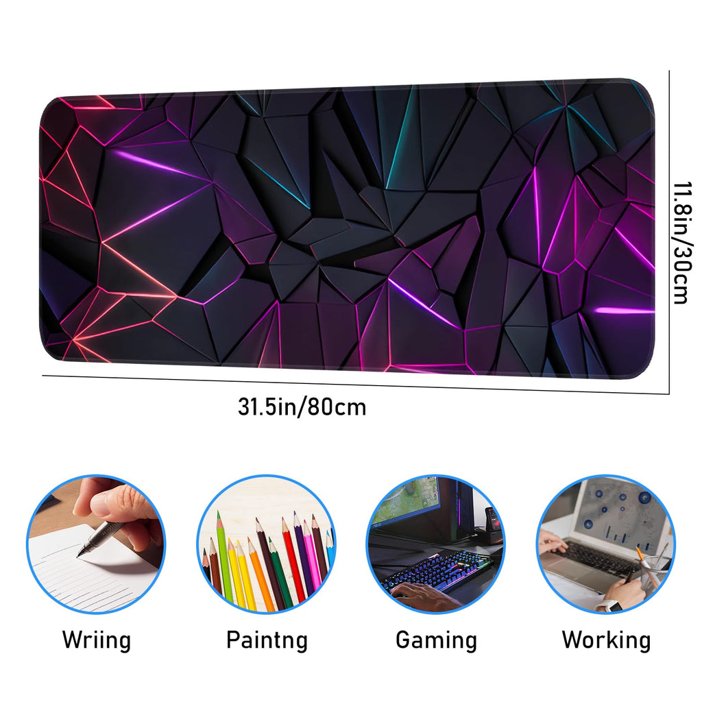 Japanese Dark Red Moon Gaming Mouse Pad, Extended Mouse Pad with Non-Slip Base, Full Keyboard Pad with Stitched Edges, Large Desk Pad for Gaming, Office, Home 31.5 x 11.8 Inch - Flex Gamingproduct_type