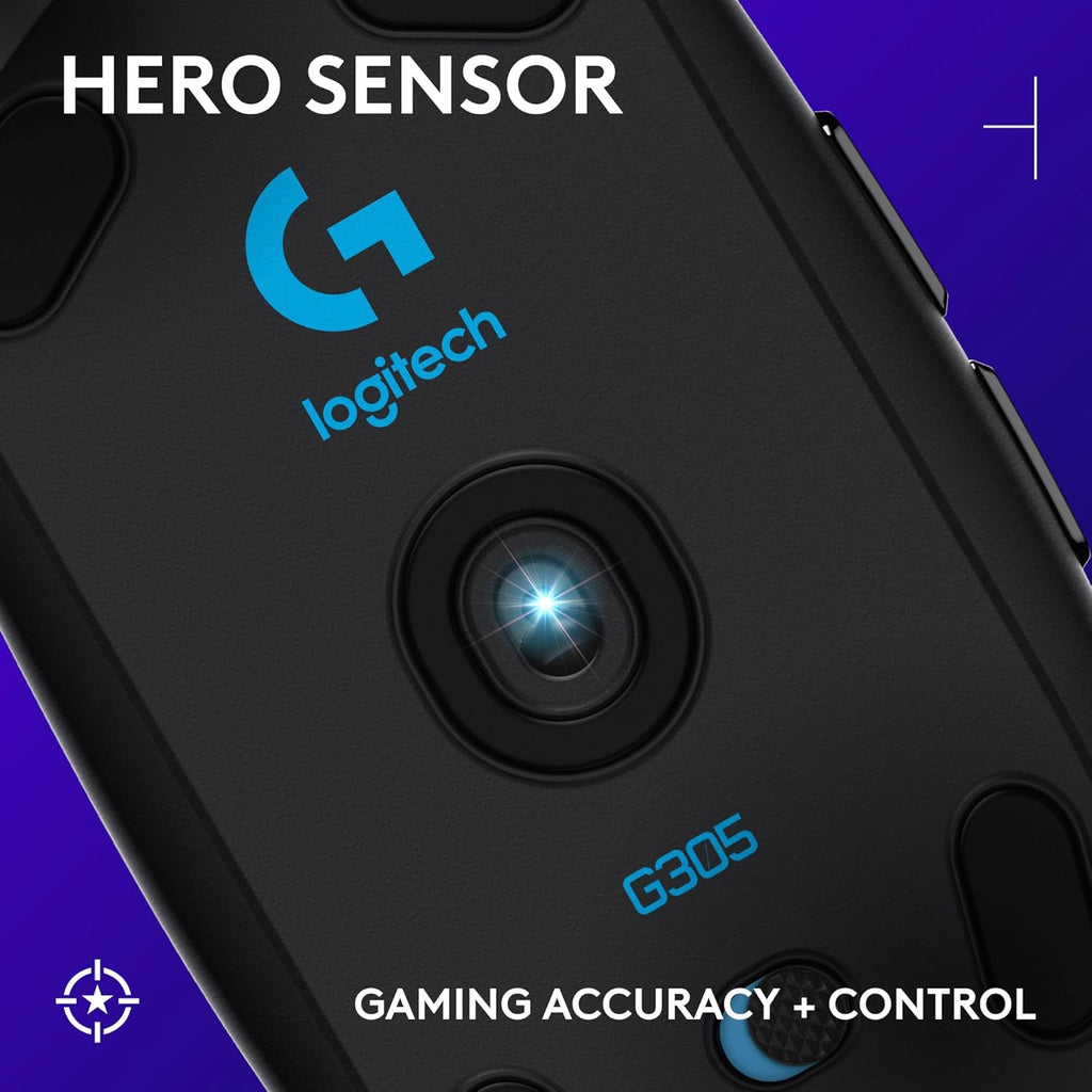 Logitech G305 Lightspeed Wireless Gaming Mouse, Hero Sensor, 12,000 DPI, Lightweight, 6 Programmable Buttons, 250h Battery, On-Board Memory, Compatible with PC, Mac - Black - Flex Gamingproduct_type