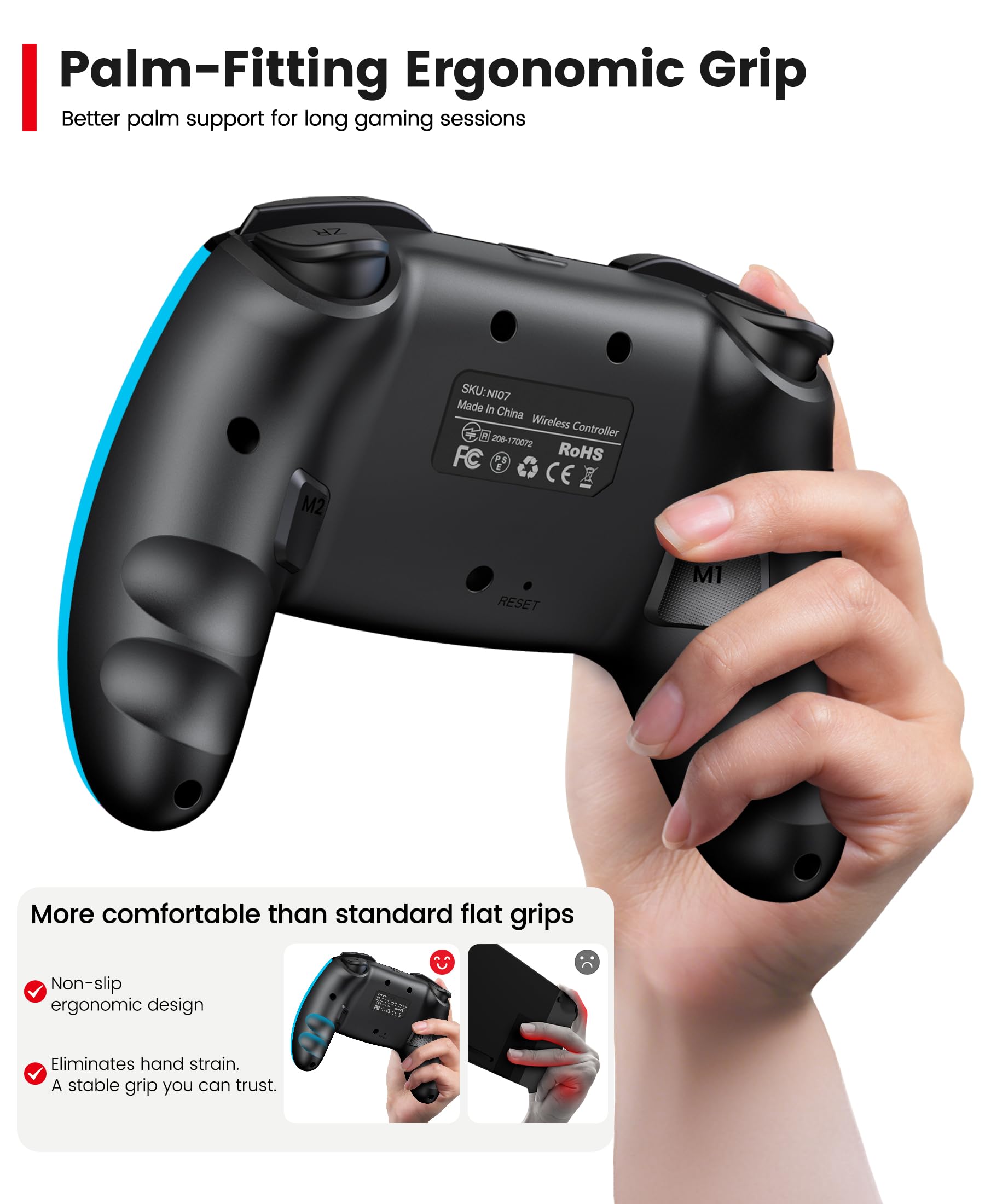 Switch Controller 2-Pack, Wireless Pro Controller for Switch2/Switch/Lite/OLED, Bluetooth Gamepad with Programmable Back Buttons, Turbo, Vibration, Gyro, Compatible with iOS/Android/PC, Includes 2 Stands - Flex Gamingproduct_type