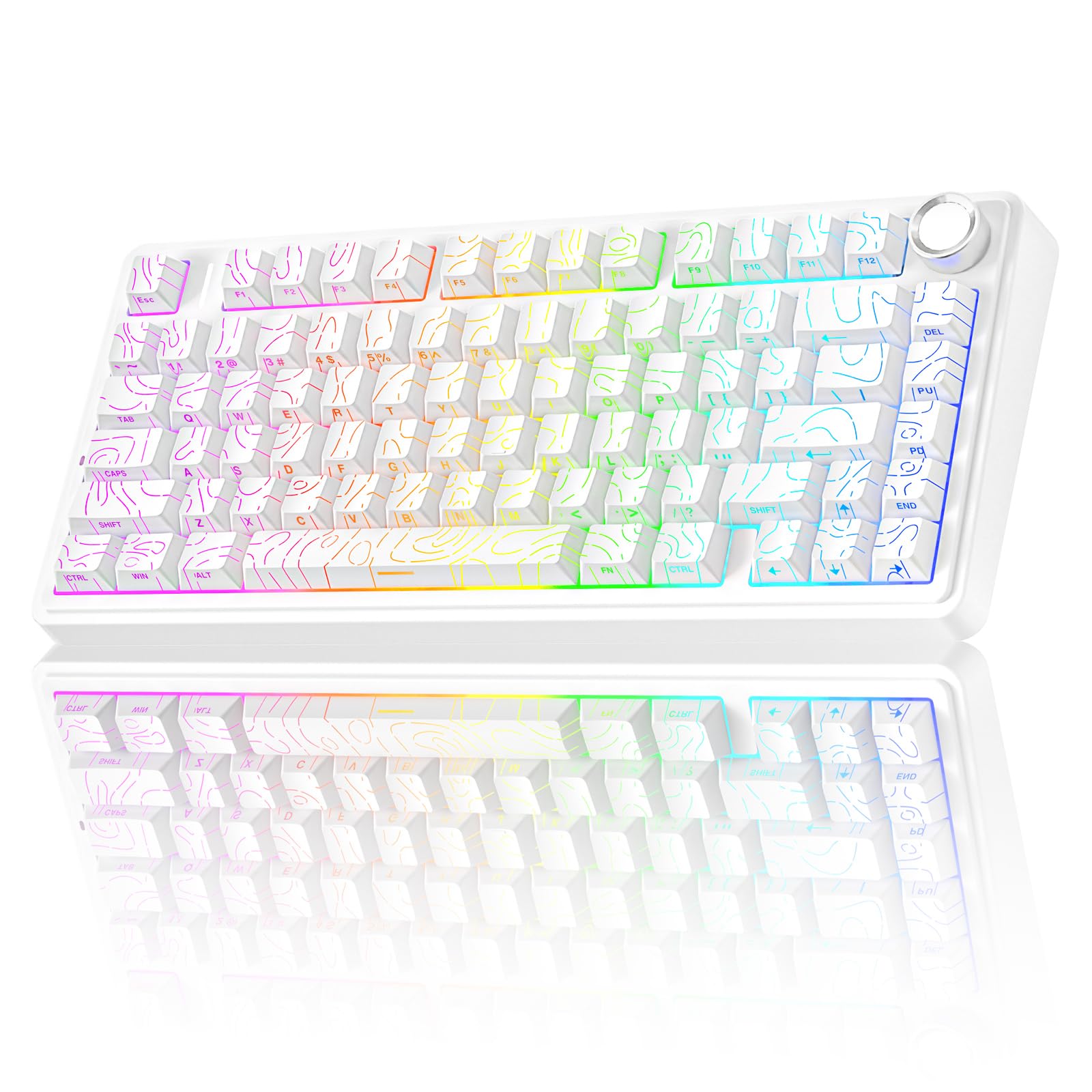 AULA F75 Pro Wireless Mechanical Keyboard,75% Hot Swappable Custom Keyboard with Knob,RGB Backlit,Pre-lubed Reaper Switches,Side Printed PBT Keycaps,2.4GHz/USB-C/BT5.0 Mechanical Gaming Keyboards - Flex Gamingproduct_type