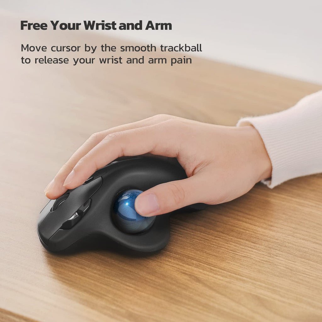 Nulea M501 Wireless Trackball Mouse, Rechargeable Ergonomic, Easy Thumb Control, Precise & Smooth Tracking, 3 Device Connection (Bluetooth or USB Receiver), Compatible for PC, Laptop, Mac, Windows. - Flex Gamingproduct_type