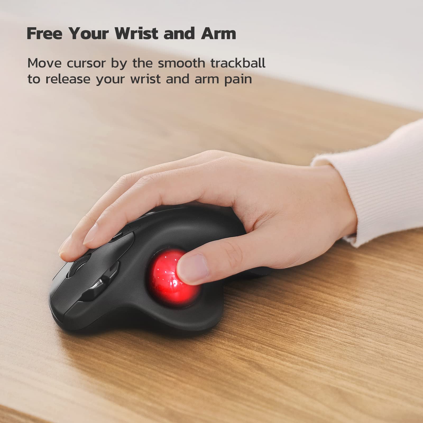 Nulea M501 Wireless Trackball Mouse, Rechargeable Ergonomic, Easy Thumb Control, Precise & Smooth Tracking, 3 Device Connection (Bluetooth or USB Receiver), Compatible for PC, Laptop, Mac, Windows. - Flex Gamingproduct_type