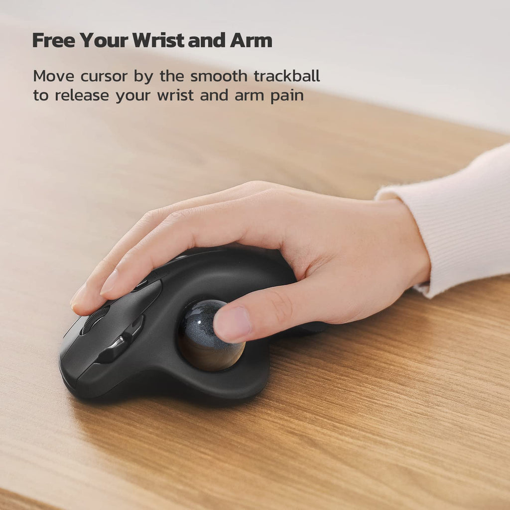 Nulea M501 Wireless Trackball Mouse, Rechargeable Ergonomic, Easy Thumb Control, Precise & Smooth Tracking, 3 Device Connection (Bluetooth or USB Receiver), Compatible for PC, Laptop, Mac, Windows. - Flex Gamingproduct_type