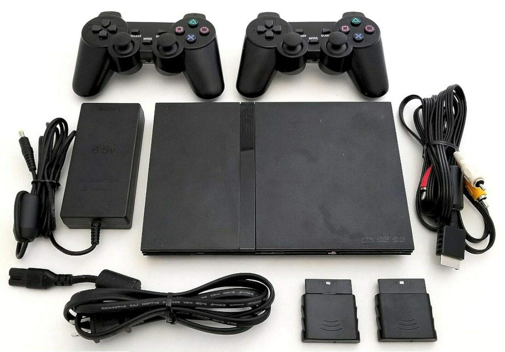 Sony PS2 SLIM Game System Gaming Console with 2 WIRELESS CONTROLLERS PLAYSTATION-2 (Renewed) - Flex Gamingproduct_type