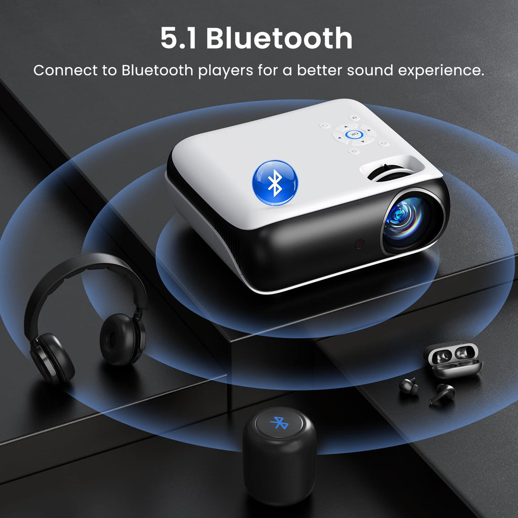 HAPPRUN Native 1080P Projector, Bluetooth Home Theater Movie Projector with Built-in Speaker, Compatible with Smartphone, HDMI, Fire Stick, PS5, Indoor & Outdoor Use - Without Google TV System - Flex Gamingproduct_type