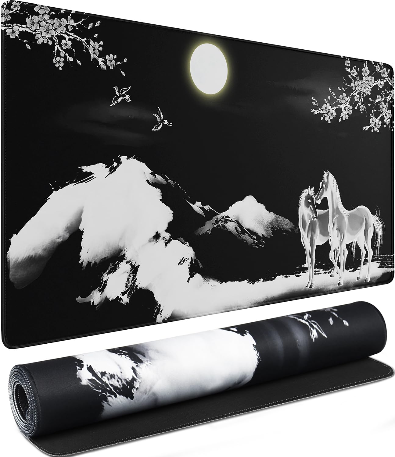 Large Gaming Mouse Pad, Waterproof Extra Large Mousepad with Stitched Edges, 31.5" x 15.7" Non-Slip Rubber Base Office Big Long Keyboard Pad for Office Gamer Home XXL, Black - Flex Gamingproduct_type