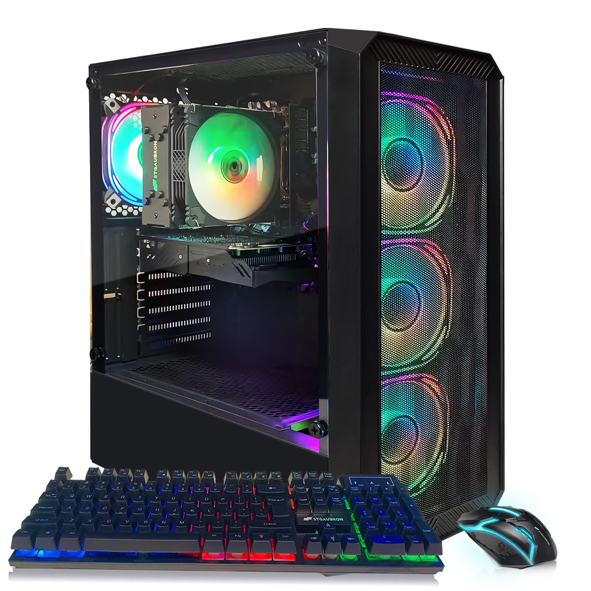 STGAubron Prebuilt Gaming PC Desktop, Radeon RX 560 4G, Intel Core i5 up to 3.6GHz, 16G RAM, 512G SSD, WiFi 6, BT 5.0, RGB Fan x2, Windows 11 Home - Flex Gamingproduct_type