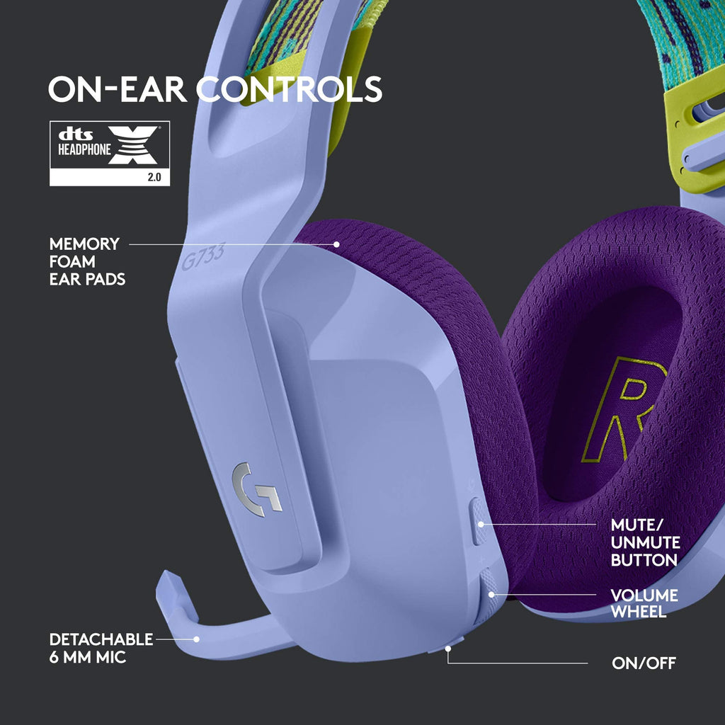 Logitech G733 Lightspeed Wireless Gaming Headset, Suspension Headband, Lightsync RGB, Blue VO!CE Mic, PRO-G Audio – Black, Gaming Headset Wireless, PC, PS5, PS4, Switch Compatible - Flex Gamingproduct_type
