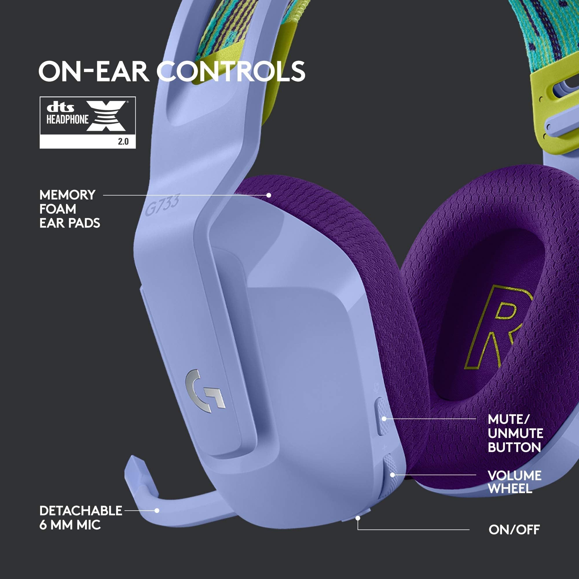 Logitech G733 Lightspeed Wireless Gaming Headset, Suspension Headband, Lightsync RGB, Blue VO!CE Mic, PRO-G Audio – Black, Gaming Headset Wireless, PC, PS5, PS4, Switch Compatible - Flex Gamingproduct_type