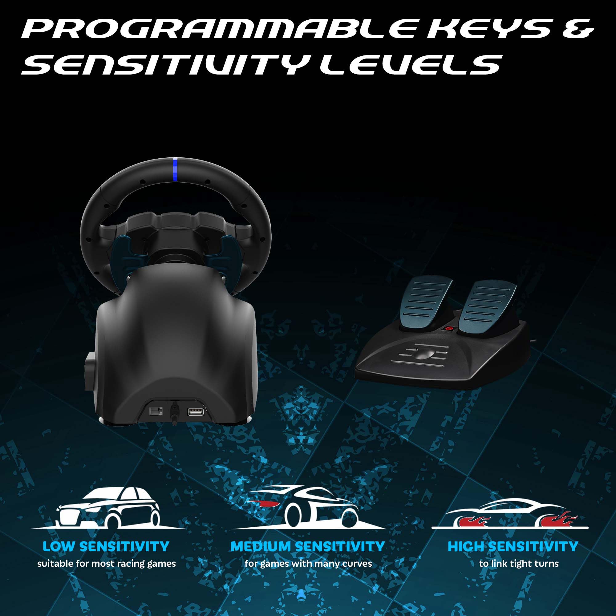 SUBSONIC - Superdrive SV250 Racing Wheel Switch 2/Switch PS4 PC Xbox Series | Steering Wheel with Pedals and Paddles - Vibration - 3 Sensitivity Modes - Diameter 22 cm, Rotation 180° - Flex Gamingproduct_type