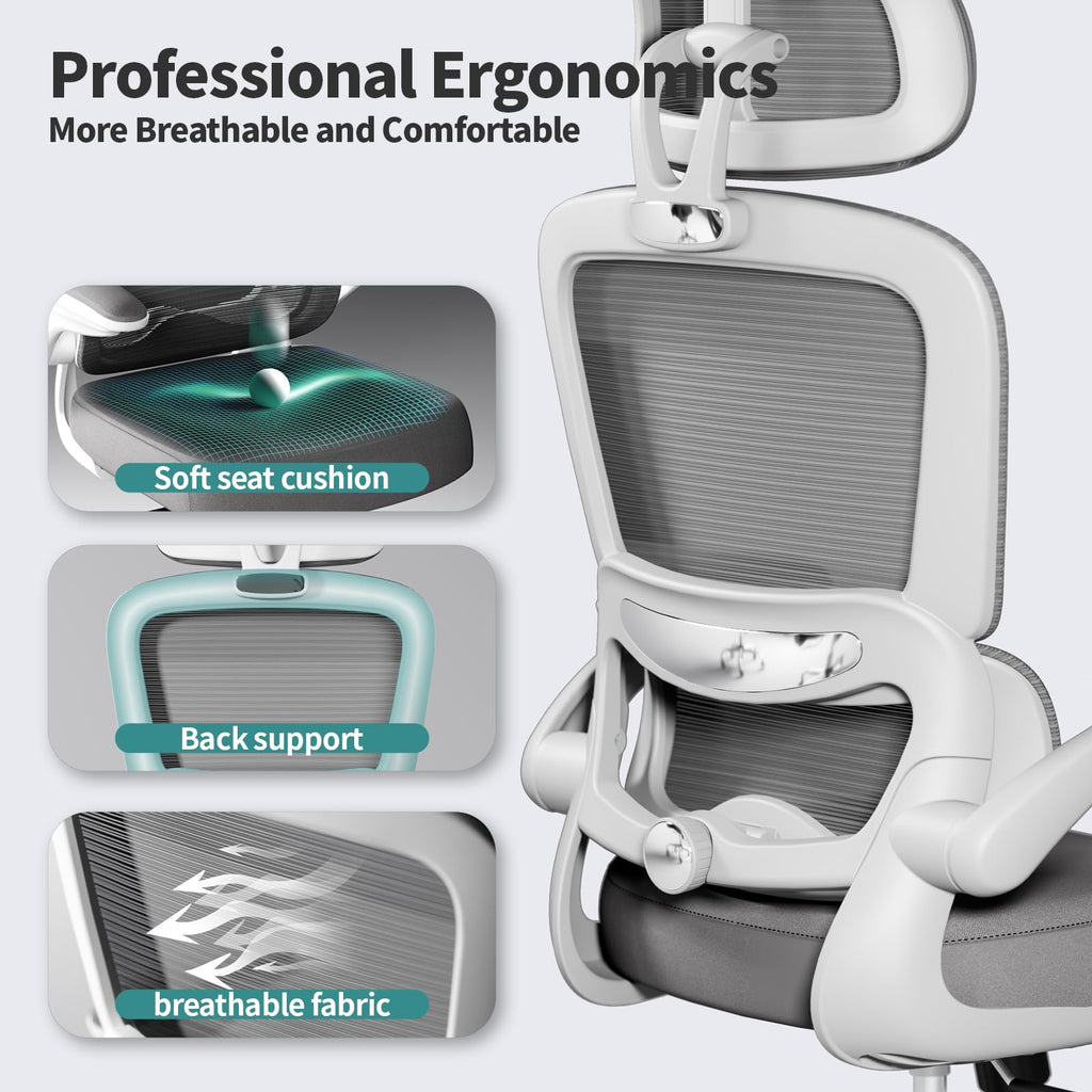 TRALT Office Chair Ergonomic Desk Chair, 330 LBS Home Mesh Office Desk Chairs with Wheels, Comfortable Gaming Chairs (1, Black) - Flex Gamingproduct_type