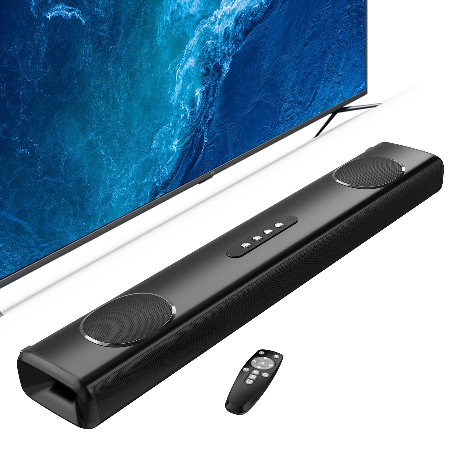 100W Sound Bar for Smart TV, 2.2 ch Soundbar with Bluetooth 5.3/ARC/Opt/AUX Connect, Surround Sound System for TV with 4 Speakers, Home Audio Surround Sound System for TV PC Projector - Flex Gamingproduct_type
