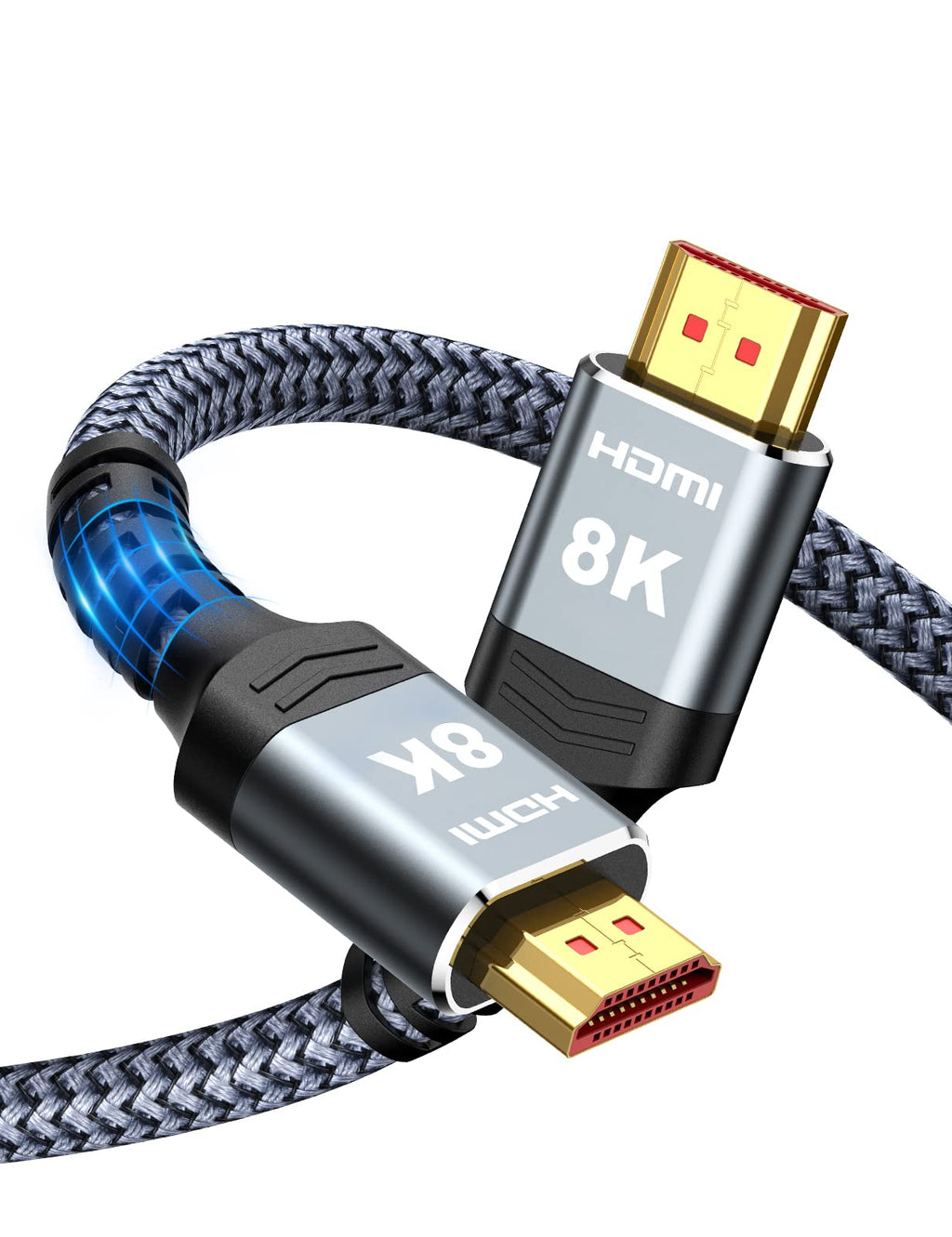 Highwings 8K 10K 4K HDMI Cable 48Gbps 6.6FT/2M, Certified Ultra High Speed 2.1 HDMI Cable Braided Cord-4K@120Hz 8K@60Hz, DTS:X, HDCP 2.2 & 2.3, HDR 10 Compatible with DVD Player/PS5/HDTV/Blu-ray - Flex Gamingproduct_type