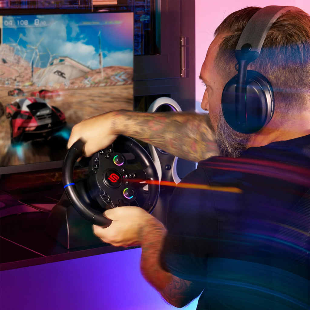 SUBSONIC - Superdrive SV250 Racing Wheel Switch 2/Switch PS4 PC Xbox Series | Steering Wheel with Pedals and Paddles - Vibration - 3 Sensitivity Modes - Diameter 22 cm, Rotation 180° - Flex Gamingproduct_type