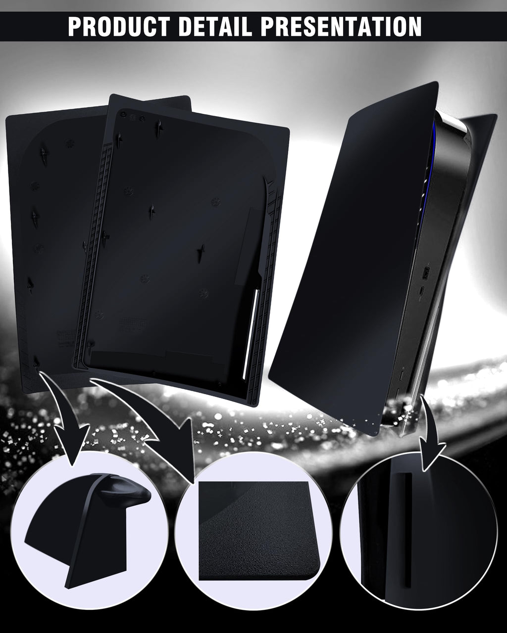 Joso Faceplate for PS5 Disc Edition, Anti-Scratch Dustproof Case Replacement, Cover Skin Compatible with PS5 Console with a Disc Drive, Plates for PS5 Accessories, Easy Installation - Black - Flex Gamingproduct_type