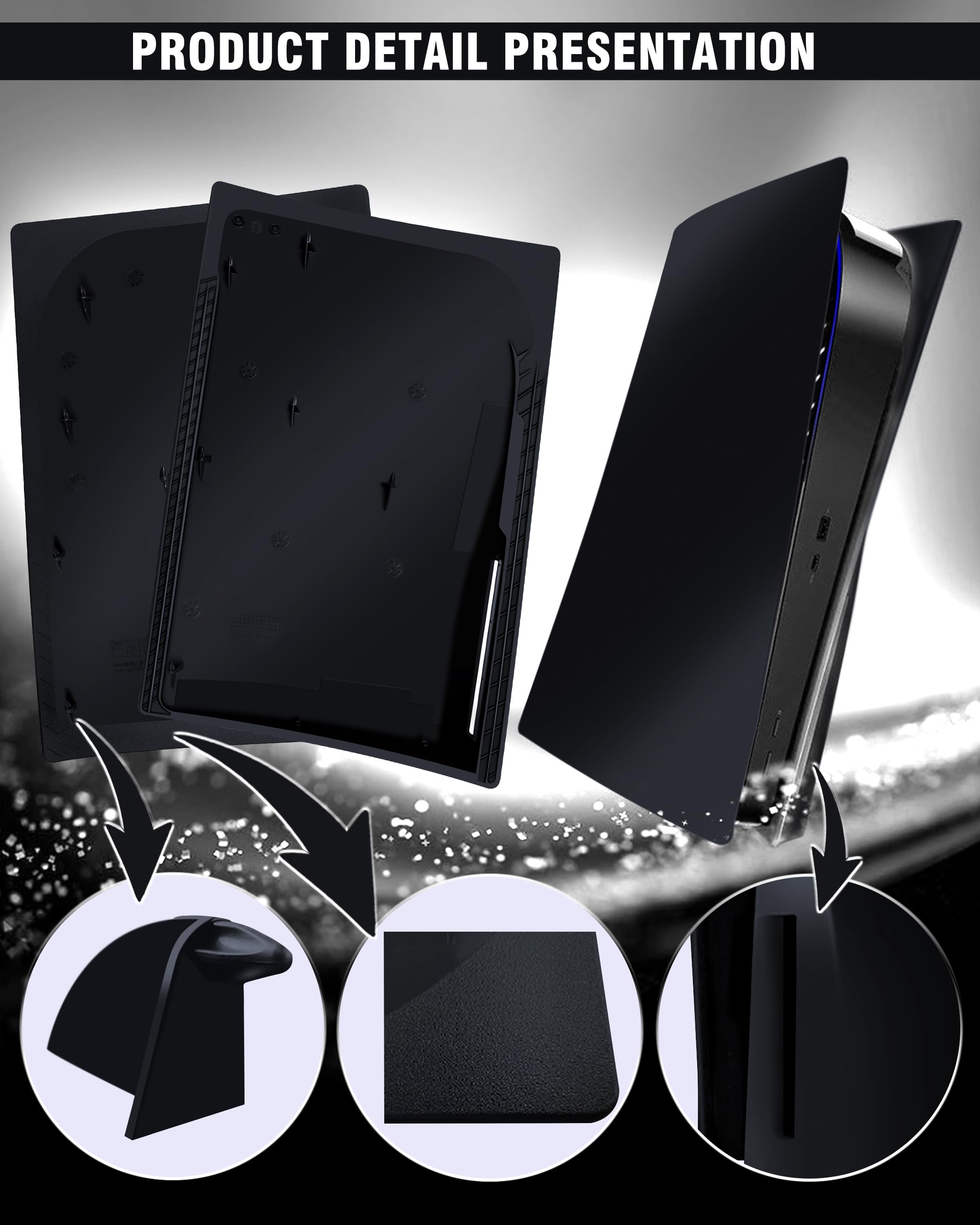 Joso Faceplate for PS5 Disc Edition, Anti-Scratch Dustproof Case Replacement, Cover Skin Compatible with PS5 Console with a Disc Drive, Plates for PS5 Accessories, Easy Installation - Black - Flex Gamingproduct_type