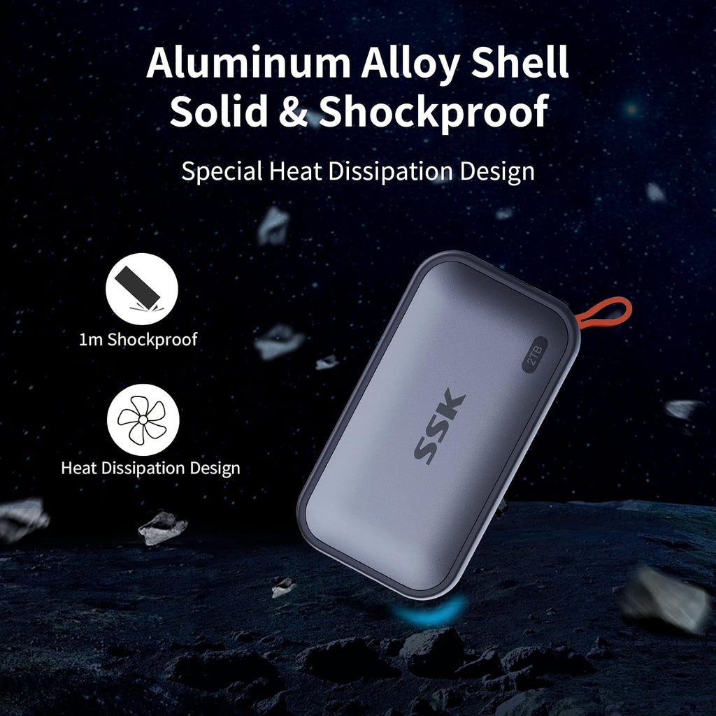 SSK 2TB External SSD up to 1050MB/s Reading, USBC 3.2 Gen2 External Portable SSD Hard Drive for iPhone 15/16/Pro, PS5, Xbox, Laptop, MacBook/Pro/Air and More - Flex Gamingproduct_type
