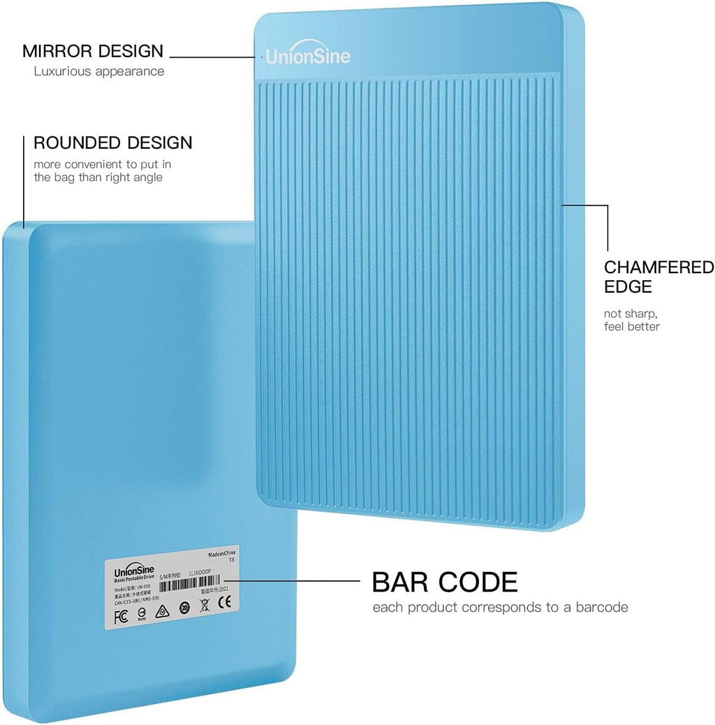 UnionSine 1TB Ultra Slim Portable External Hard Drive HDD-USB 3.0 for PC, Mac, Laptop, PS4, Xbox one, Xbox 360-HD2510(Blue) - Flex Gamingproduct_type