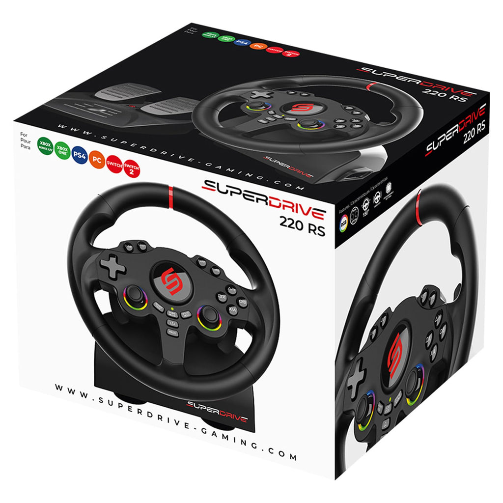 SUBSONIC - Superdrive SV250 Racing Wheel Switch 2/Switch PS4 PC Xbox Series | Steering Wheel with Pedals and Paddles - Vibration - 3 Sensitivity Modes - Diameter 22 cm, Rotation 180° - Flex Gamingproduct_type