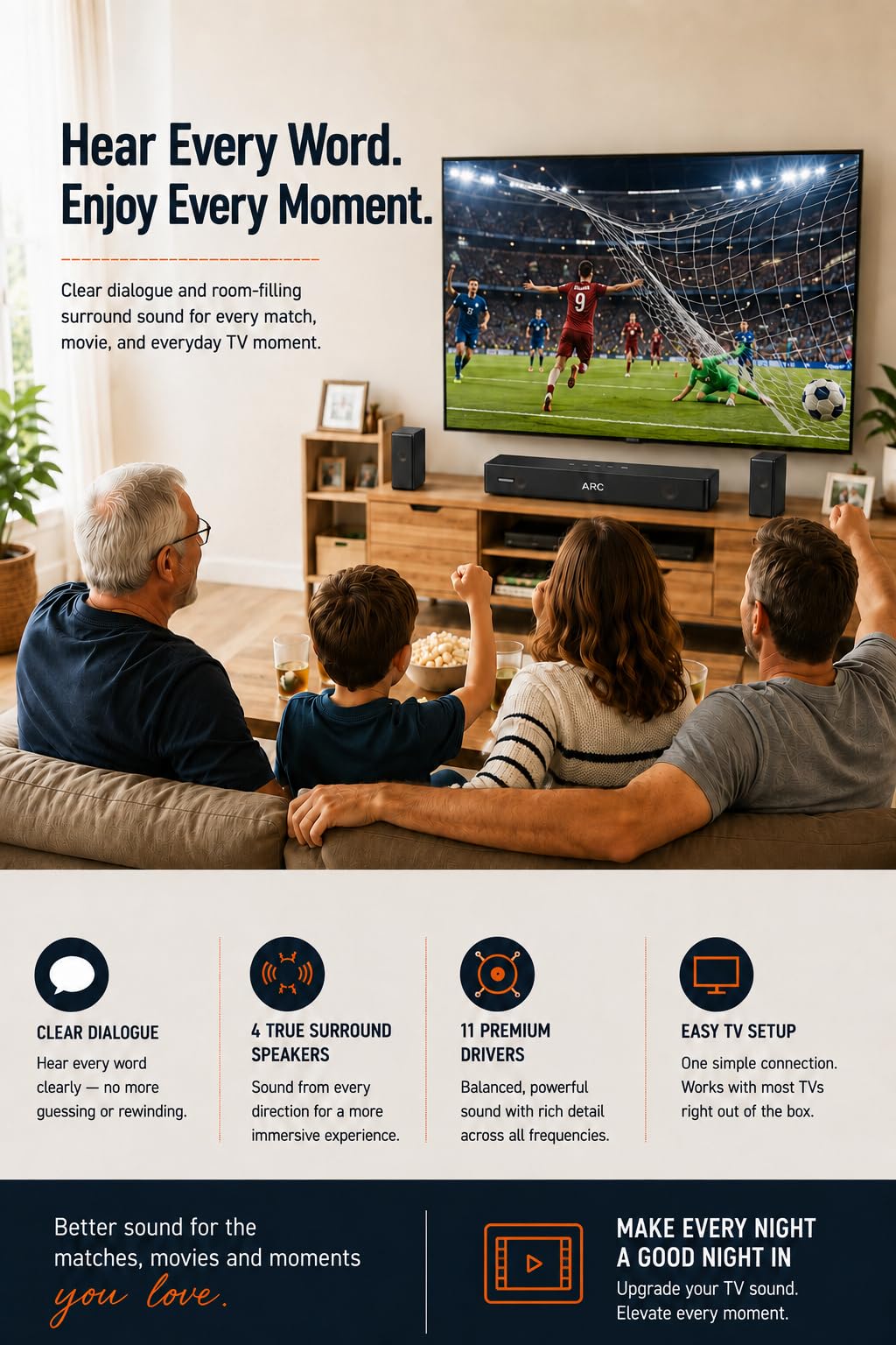 Flagship 5.3.4 Soundbar with Dolby Atmos, 800W Sound Bar for Smart TV with Subwoofer, 2 Wireless Rear Speakers, BassCoupling Tech for 28Hz Depth, Home Theater Surround Sound System Works eARC, BT 5.4 - Flex Gamingproduct_type