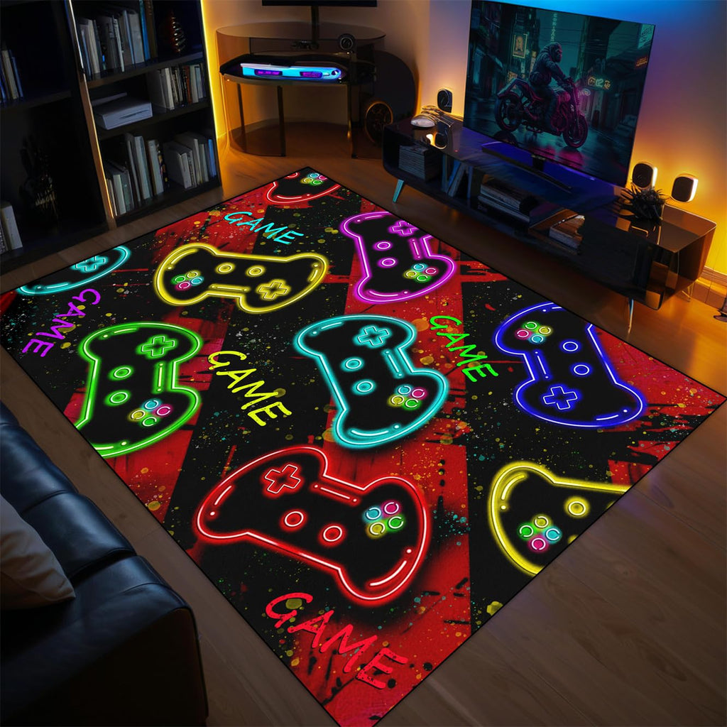 Video Game Shaped Carpet Rug - Gamepad Shaped Area Rug for Boys Bedroom Gaming Themed Area Rugs Kids Boys Gaming Room Decor, 4.5x6 Feet - Flex Gamingproduct_type