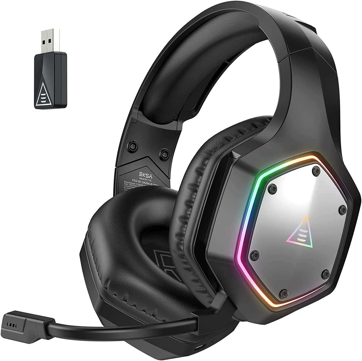 EKSA E1000 USB Gaming Headset for PC, Computer Headphones with Microphone/Mic Noise Cancelling, 7.1 Surround Sound, RGB Light - Wired Headphones for PS4, PS5 Console, Laptop, Call Center - Flex Gamingproduct_type