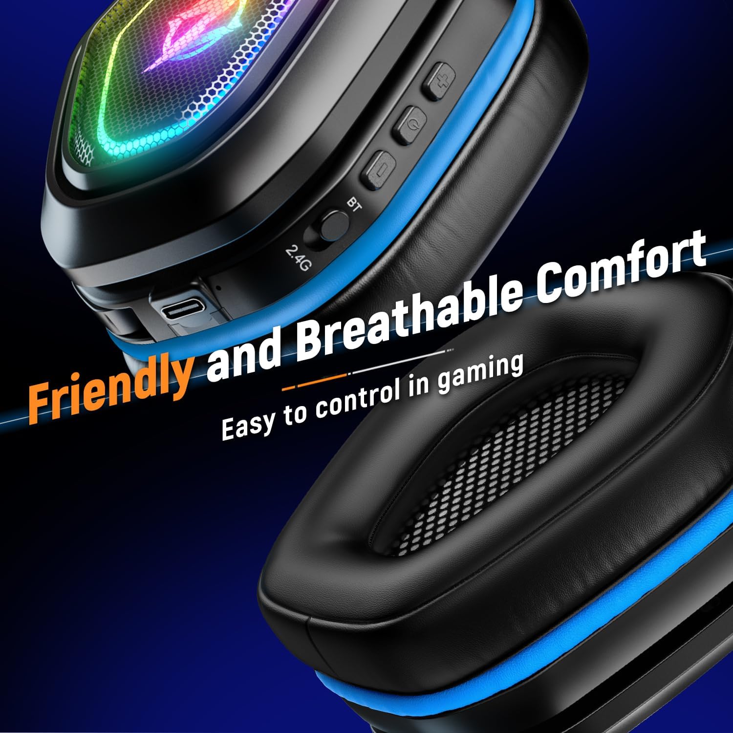 Ozeino 2.4GHz Wireless Gaming Headset for PC, Ps5, Ps4 - Lossless Audio USB & Type-C Ultra Stable Gaming Headphones with Flip Microphone, 40-Hr Battery Gamer Headset for Switch, Laptop, Mobile, Mac - Flex Gamingproduct_type
