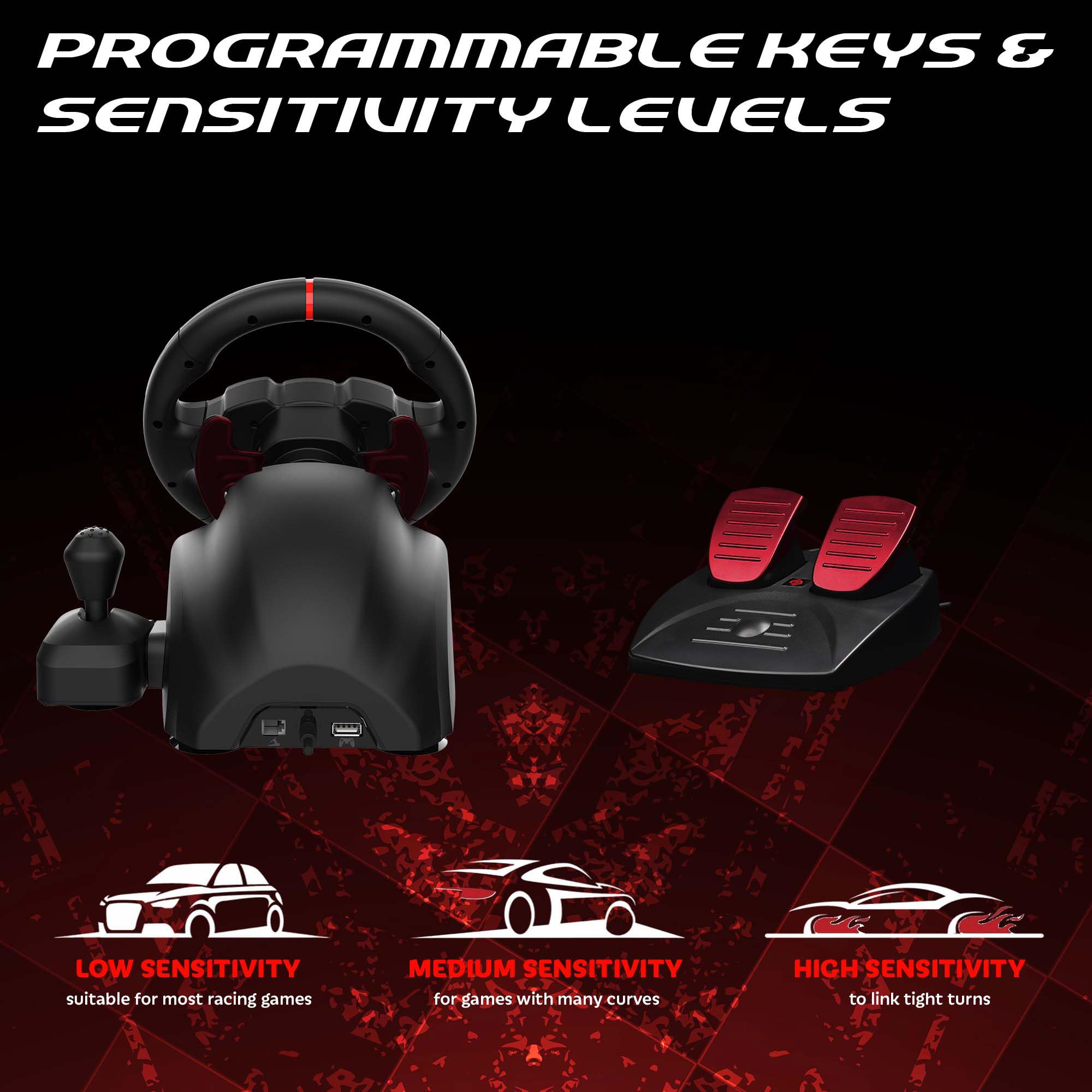 SUBSONIC - Superdrive SV250 Racing Wheel Switch 2/Switch PS4 PC Xbox Series | Steering Wheel with Pedals and Paddles - Vibration - 3 Sensitivity Modes - Diameter 22 cm, Rotation 180° - Flex Gamingproduct_type