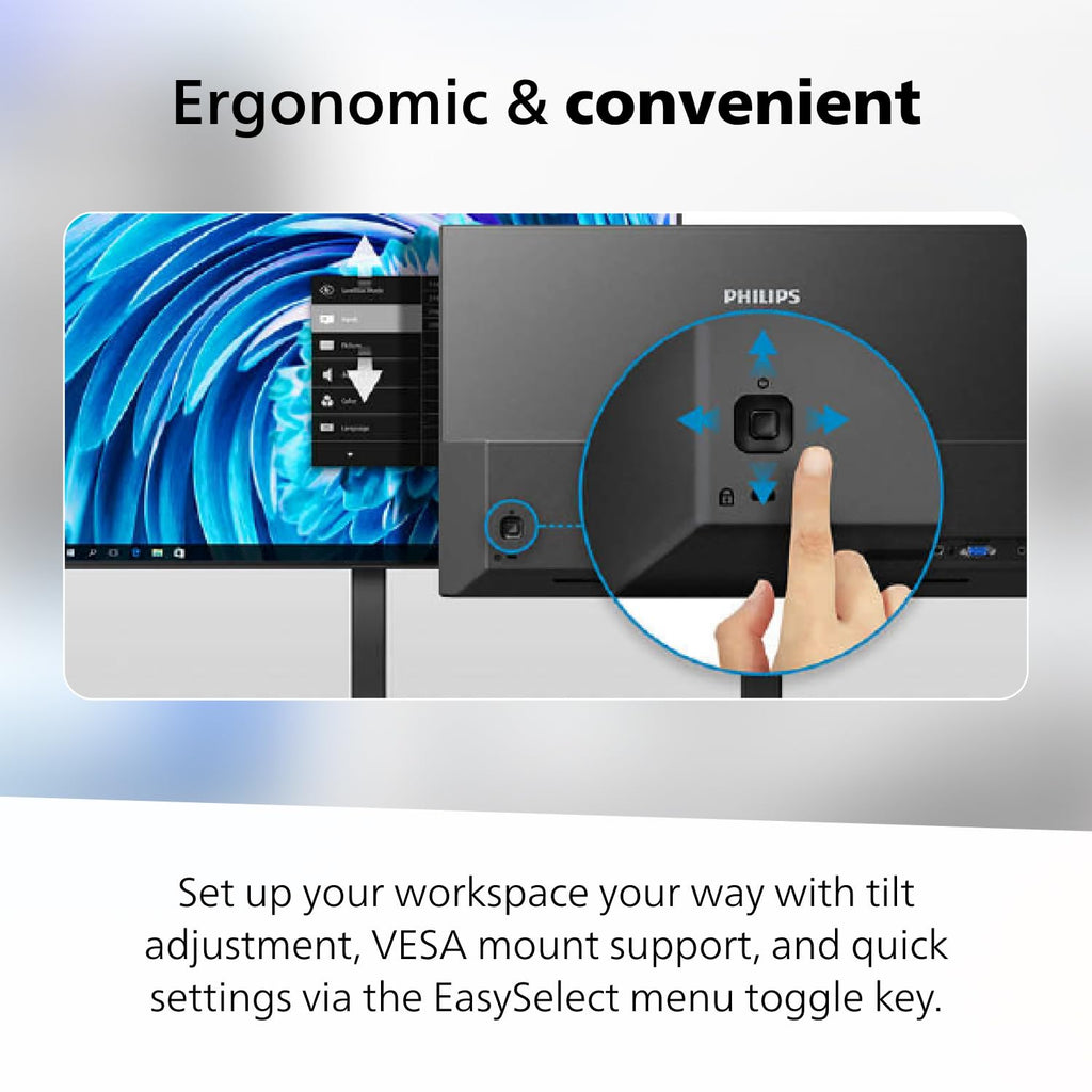 Philips 24 inch 100Hz Computer Monitor, Frameless Full HD (1920 x 1080), VESA, HDMI x1, VGA Port x1, Eye Care, 4 Year Advance Replacement Warranty, 241V8LB - Flex Gamingproduct_type