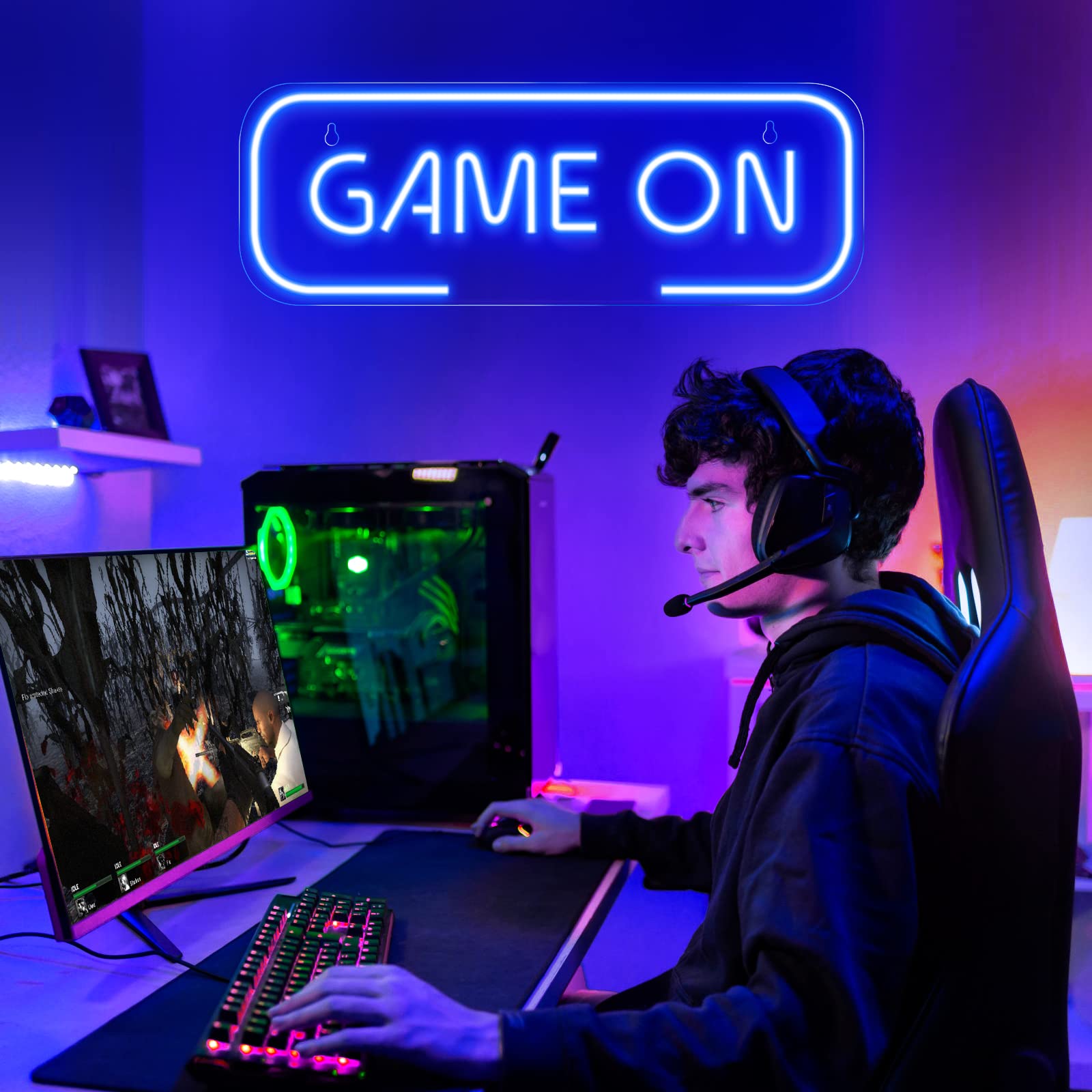 Kavaas Gamer Neon Sign, UV Printed Gaming Neon Sign for Gamer Room Decor - LED Video Game Neon Lights for Bedroom Boys, Gaming Wall decor - Best Gamer Gifts for Teenage Boys, Christmas - Flex Gamingproduct_type