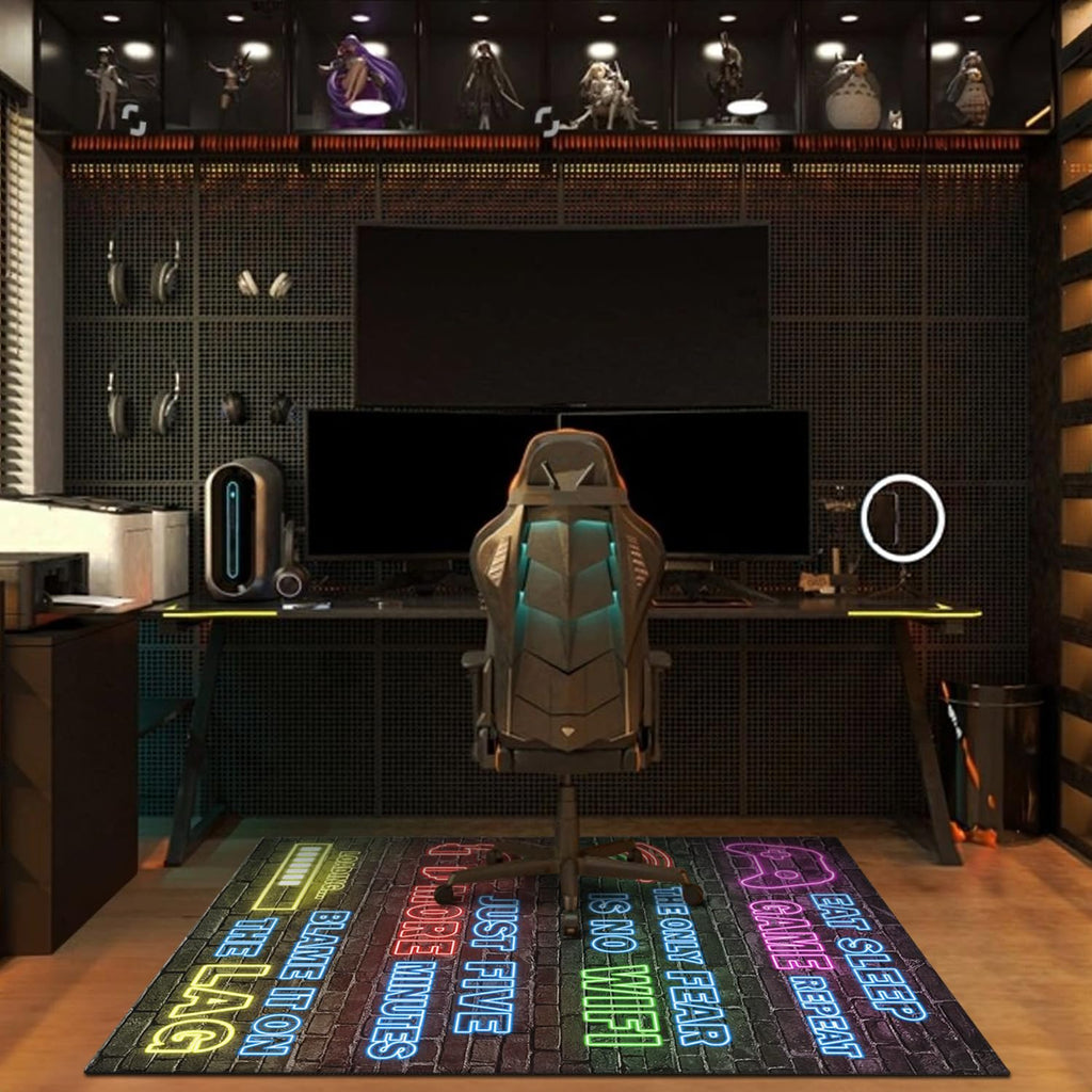 Gaming Chair Mat for Carpet Hardwood Tile Floor,36"x48" Gamer Rugs for Game Room, Under Desk Non Slip Gamer Rug,Low-Pile Game Room Rug,Rubber Backing Large Gaming Chair Floor Mat,Green Honeycomb - Flex Gamingproduct_type