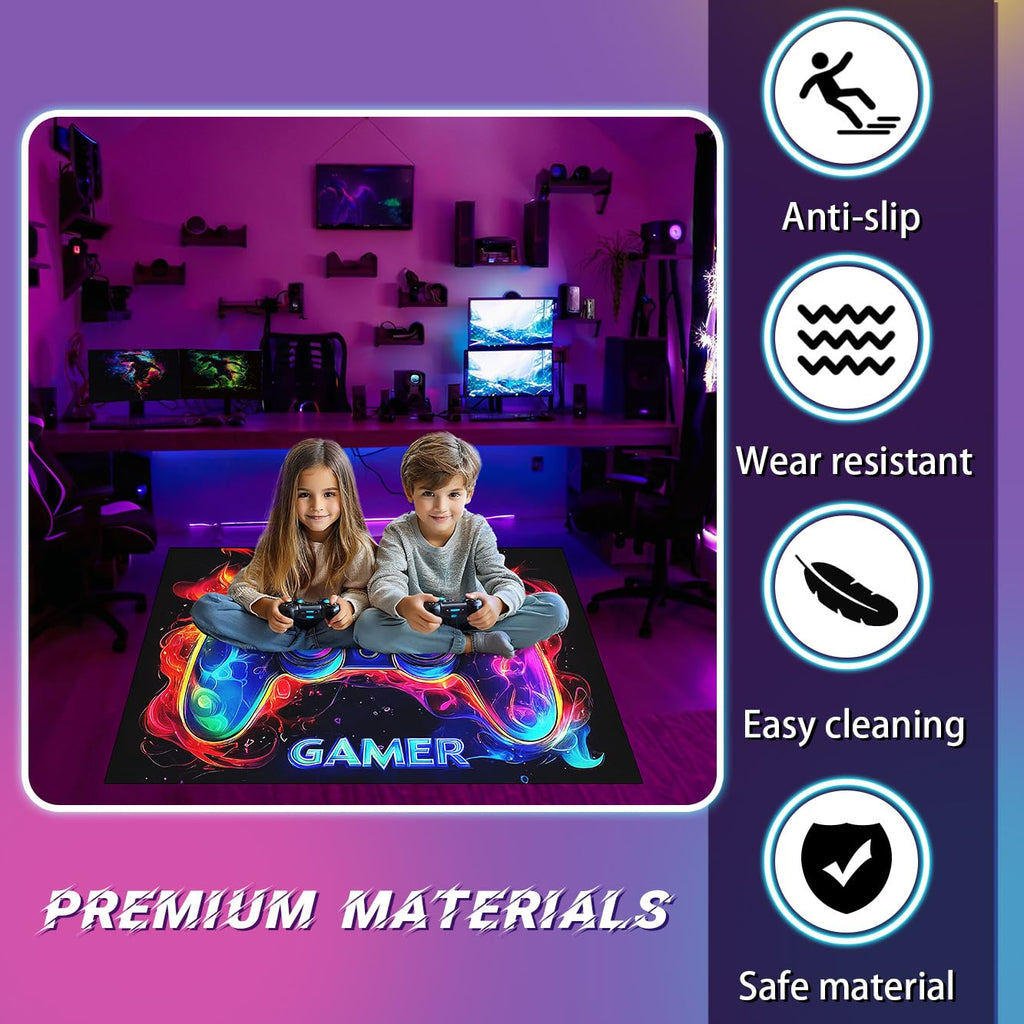 Video Game Shaped Carpet Rug - Gamepad Shaped Area Rug for Boys Bedroom Gaming Themed Area Rugs Kids Boys Gaming Room Decor, 4.5x6 Feet - Flex Gamingproduct_type