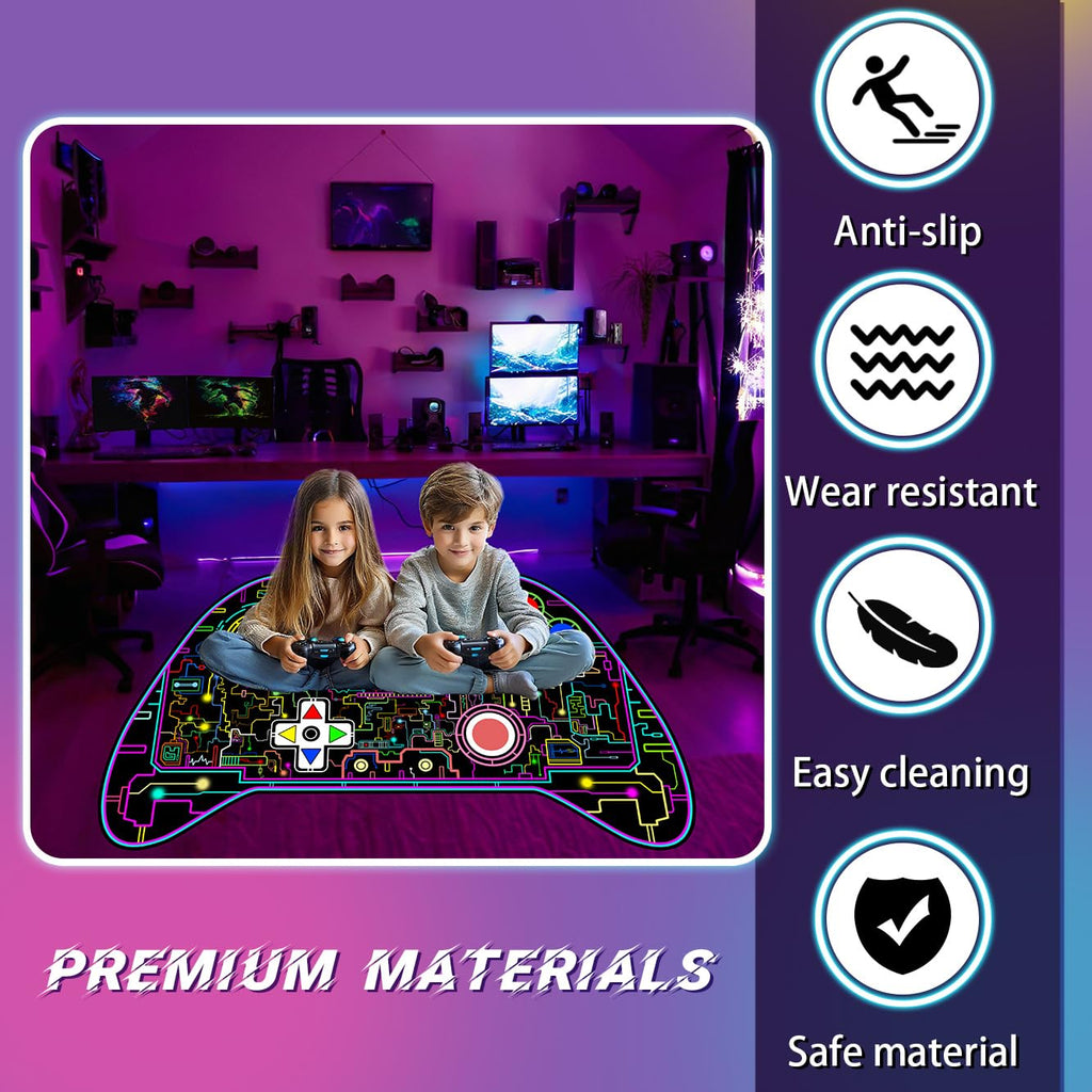 Video Game Shaped Carpet Rug - Gamepad Shaped Area Rug for Boys Bedroom Gaming Themed Area Rugs Kids Boys Gaming Room Decor, 4.5x6 Feet - Flex Gamingproduct_type