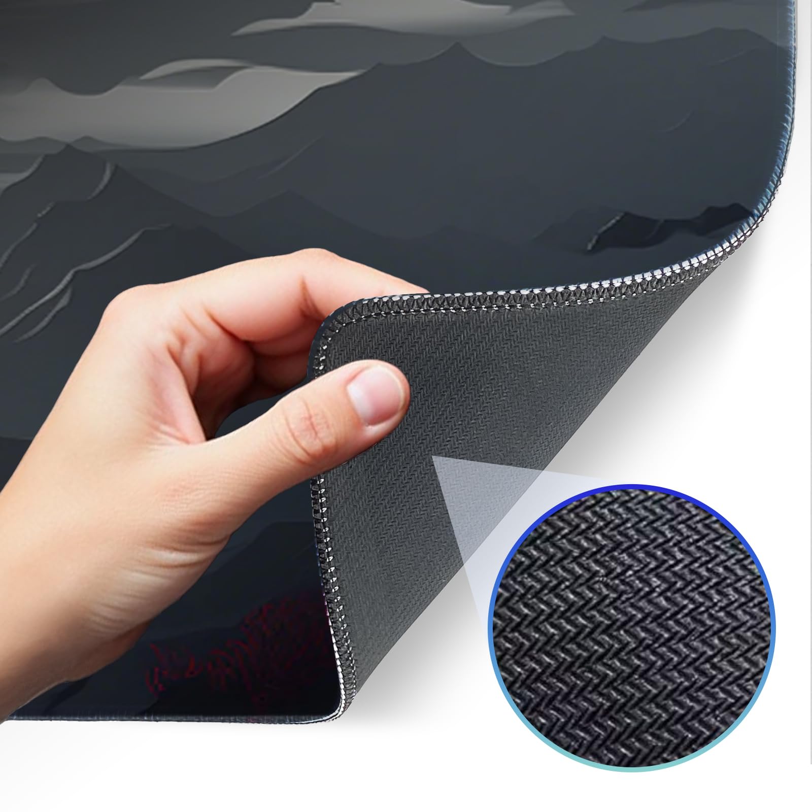 Japanese Dark Red Moon Gaming Mouse Pad, Extended Mouse Pad with Non-Slip Base, Full Keyboard Pad with Stitched Edges, Large Desk Pad for Gaming, Office, Home 31.5 x 11.8 Inch - Flex Gamingproduct_type