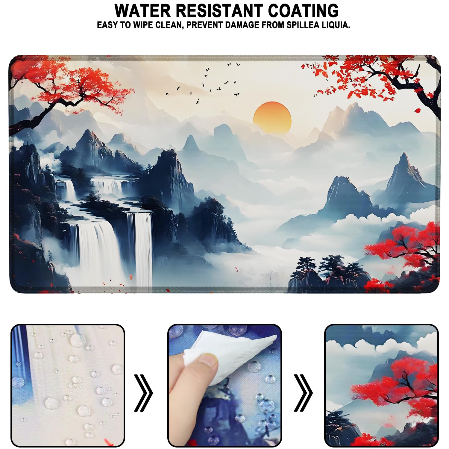 Large Gaming Mouse Pad, Waterproof Extra Large Mousepad with Stitched Edges, 31.5" x 15.7" Non-Slip Rubber Base Office Big Long Keyboard Pad for Office Gamer Home XXL, Black - Flex Gamingproduct_type