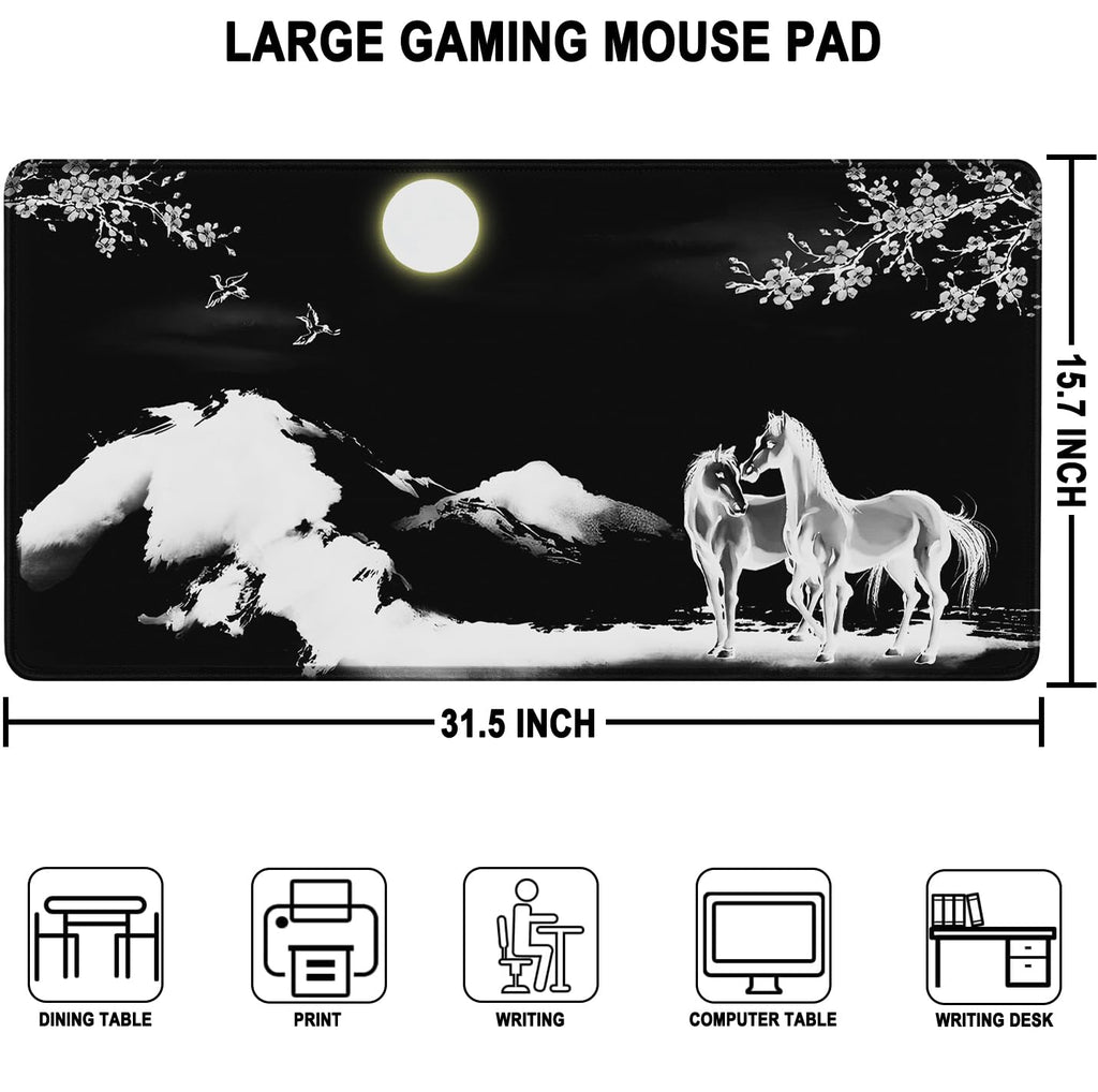 Large Gaming Mouse Pad, Waterproof Extra Large Mousepad with Stitched Edges, 31.5" x 15.7" Non-Slip Rubber Base Office Big Long Keyboard Pad for Office Gamer Home XXL, Black - Flex Gamingproduct_type
