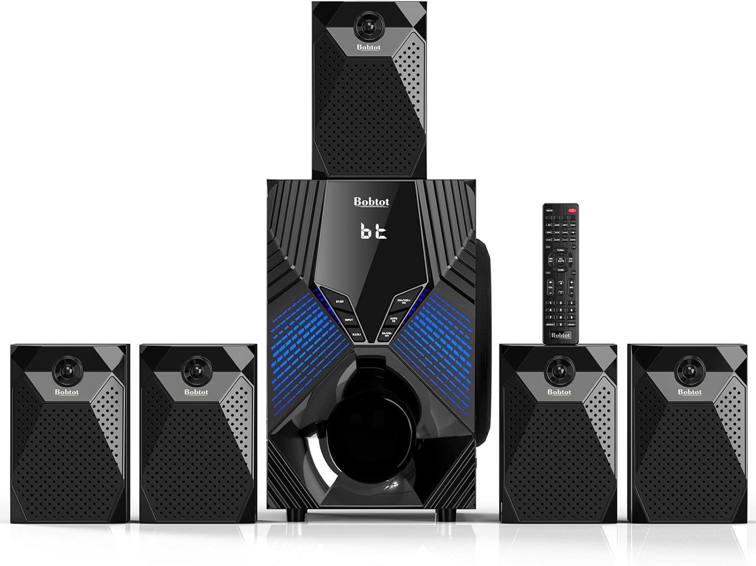 1000W Surround System 5 Wired Satellite Audio Speakers 8 inch Subwoofer 5.1/2.1 Channel Home Theater Deep Bass Support ARC Optical Bluetooth Karaoke Input - Flex Gamingproduct_type