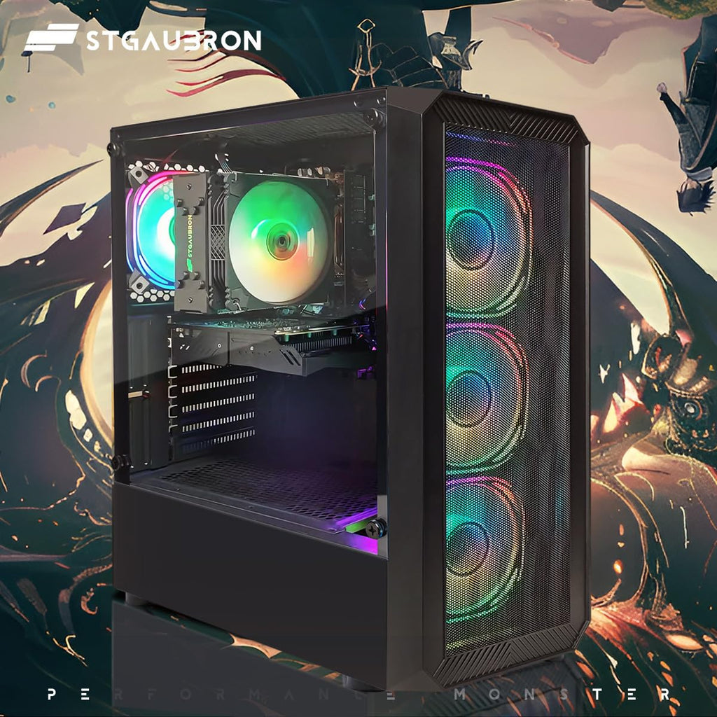 STGAubron Prebuilt Gaming PC Desktop, Radeon RX 560 4G, Intel Core i5 up to 3.6GHz, 16G RAM, 512G SSD, WiFi 6, BT 5.0, RGB Fan x2, Windows 11 Home - Flex Gamingproduct_type