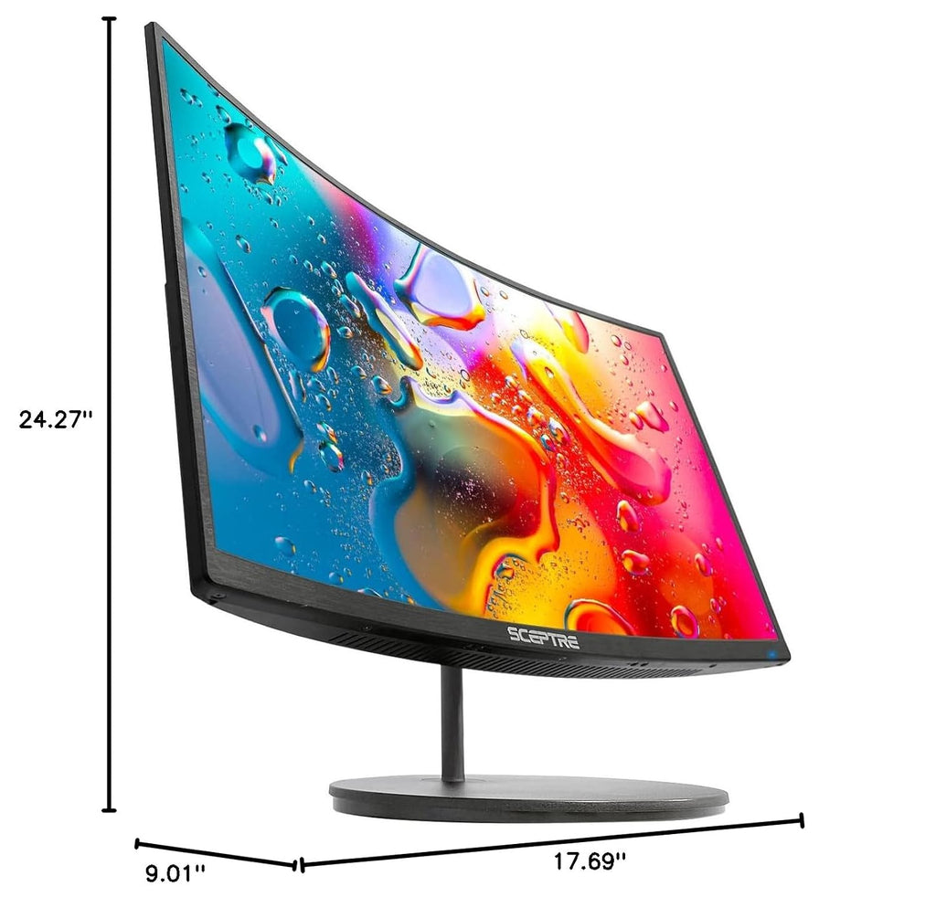 Sceptre Curved 27-inch Prime Monitor up to 100Hz 1080p, HDMI x2, VGA, 99% sRGB, Built-in Speakers, R1500, Machine Black 2025 (C275W-1920RN Series) - Flex Gamingproduct_type