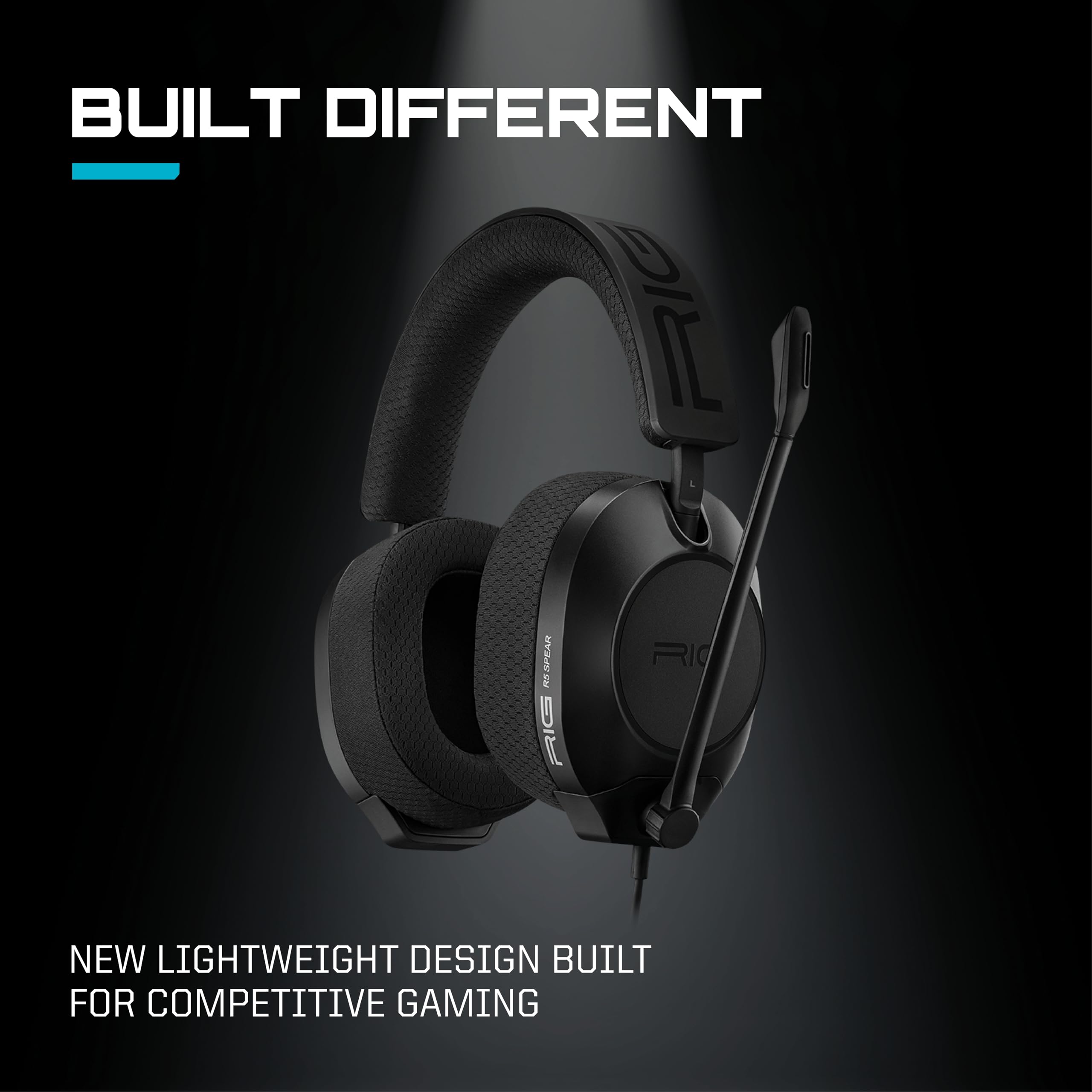 RIG R5 Spear PRO HS Wired Gaming Headset Officially Licensed for PlayStation, PS5, PS4, PC - 40mm Graphene Drivers, Tempest 3D Audio, Flip-to-Mute Mic, Memory Foam Cushions, 3.5mm -Black - Flex Gamingproduct_type