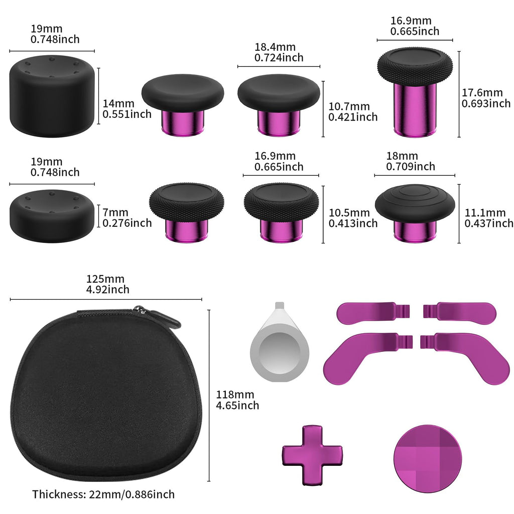 CHARM FOCUS 16-in-1 Metal Thumbsticks Replacement Kits for Xbox Elite Series 2, Xbox Elite 2 Controller Accessories, Includes Magnetic Joysticks, Paddles, Silicone Caps, D-Pads, 1 Tool (Volcano Red) - Flex Gamingproduct_type