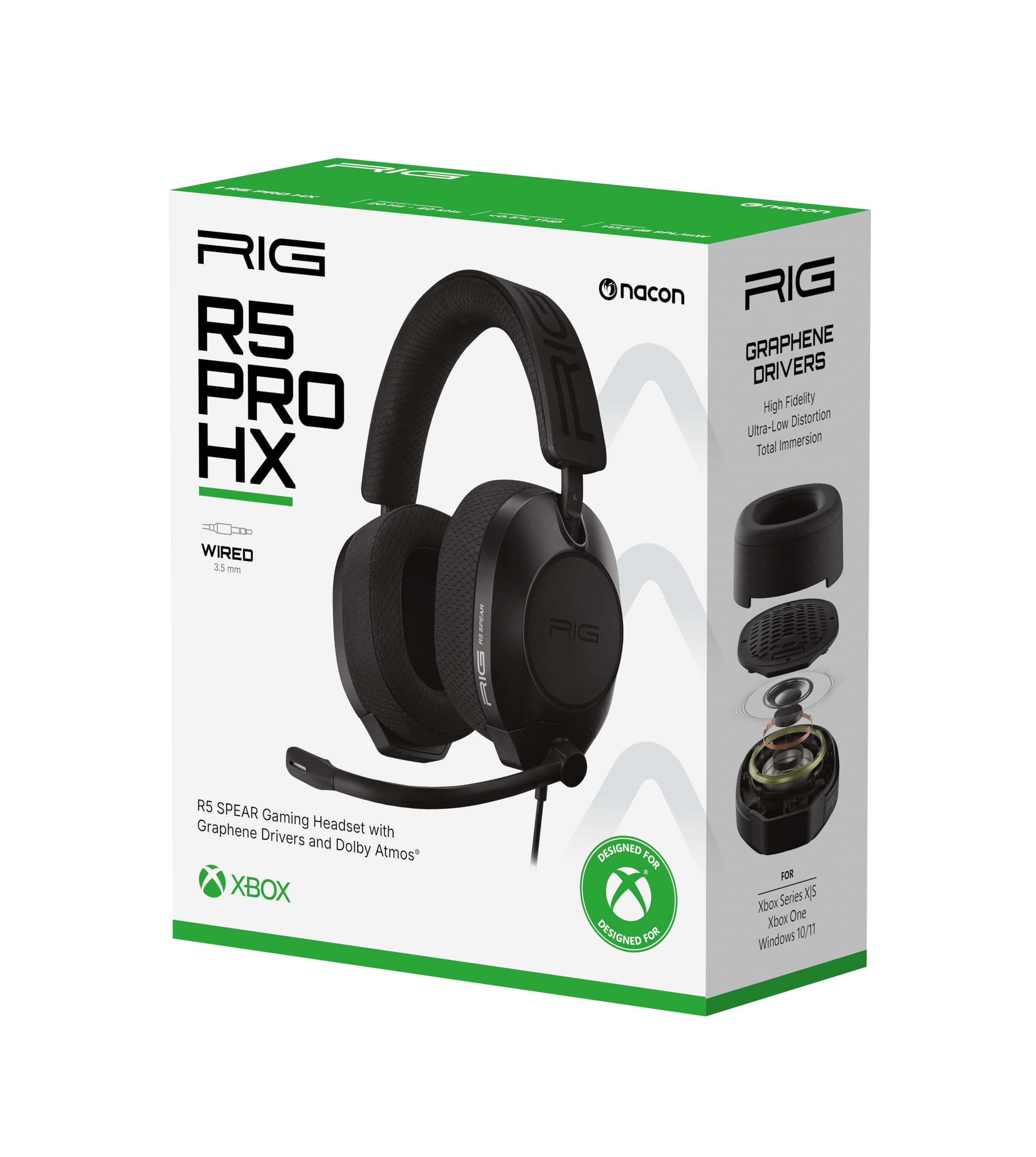 RIG R5 Spear PRO HS Wired Gaming Headset Officially Licensed for PlayStation, PS5, PS4, PC - 40mm Graphene Drivers, Tempest 3D Audio, Flip-to-Mute Mic, Memory Foam Cushions, 3.5mm -Black - Flex Gamingproduct_type