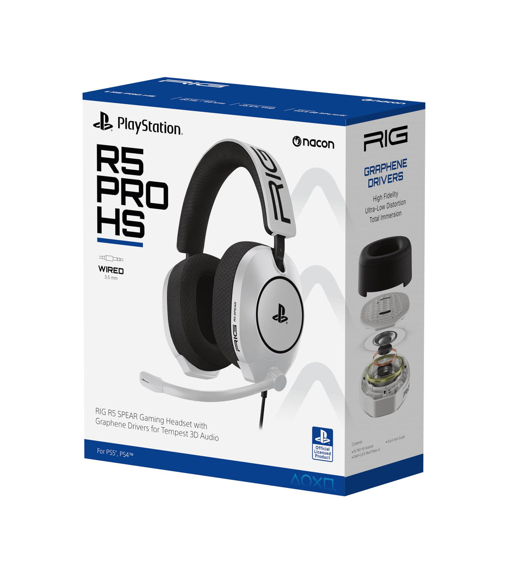 RIG R5 Spear PRO HS Wired Gaming Headset Officially Licensed for PlayStation, PS5, PS4, PC - 40mm Graphene Drivers, Tempest 3D Audio, Flip-to-Mute Mic, Memory Foam Cushions, 3.5mm -Black - Flex Gamingproduct_type
