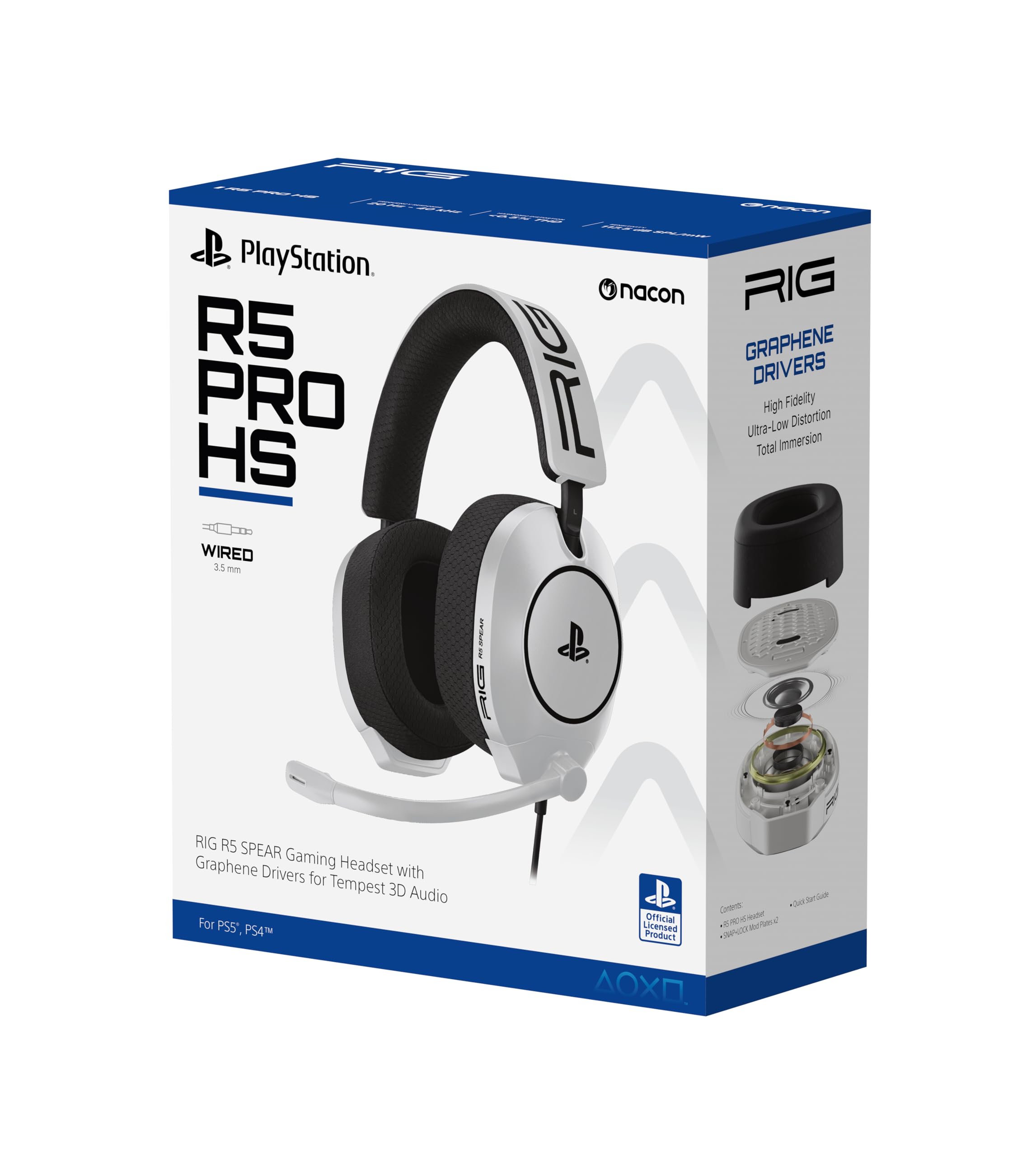 RIG R5 Spear PRO HS Wired Gaming Headset Officially Licensed for PlayStation, PS5, PS4, PC - 40mm Graphene Drivers, Tempest 3D Audio, Flip-to-Mute Mic, Memory Foam Cushions, 3.5mm -Black - Flex Gamingproduct_type