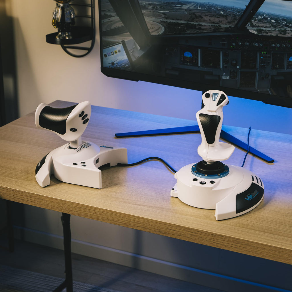 Thrustmaster T-Flight Hotas X USB Flight Sim Stick & Throttle - PC | Detachable design, adjustable resistance, 12 programmable buttons, 5 axes, dual rudder control, preset memory, ergonomic - Flex Gamingproduct_type