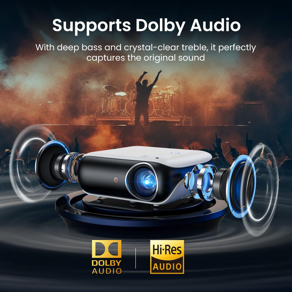 HAPPRUN Native 1080P Projector, Bluetooth Home Theater Movie Projector with Built-in Speaker, Compatible with Smartphone, HDMI, Fire Stick, PS5, Indoor & Outdoor Use - Without Google TV System - Flex Gamingproduct_type