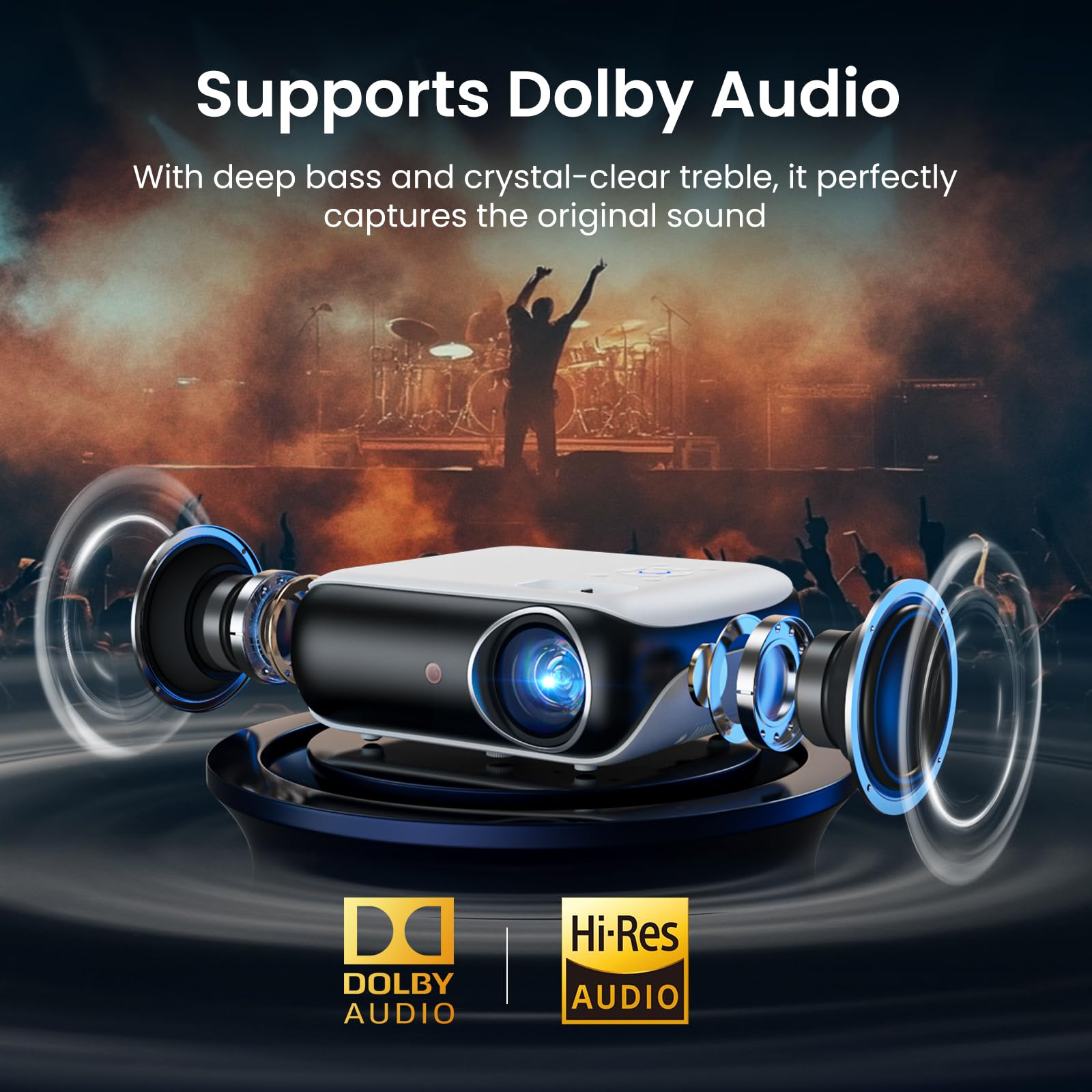 HAPPRUN Native 1080P Projector, Bluetooth Home Theater Movie Projector with Built-in Speaker, Compatible with Smartphone, HDMI, Fire Stick, PS5, Indoor & Outdoor Use - Without Google TV System - Flex Gamingproduct_type