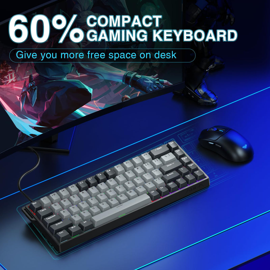 AULA WIN68 HE Mechanical Gaming Keyboard 60%, Hall Effect Magnetic Switch, Fast Trigger Mode Adjustable Actuation, 8000Hz Polling Rate, RGB Backlit, Wired Black Keyboard for Laptop/PC Gamer - Flex Gamingproduct_type