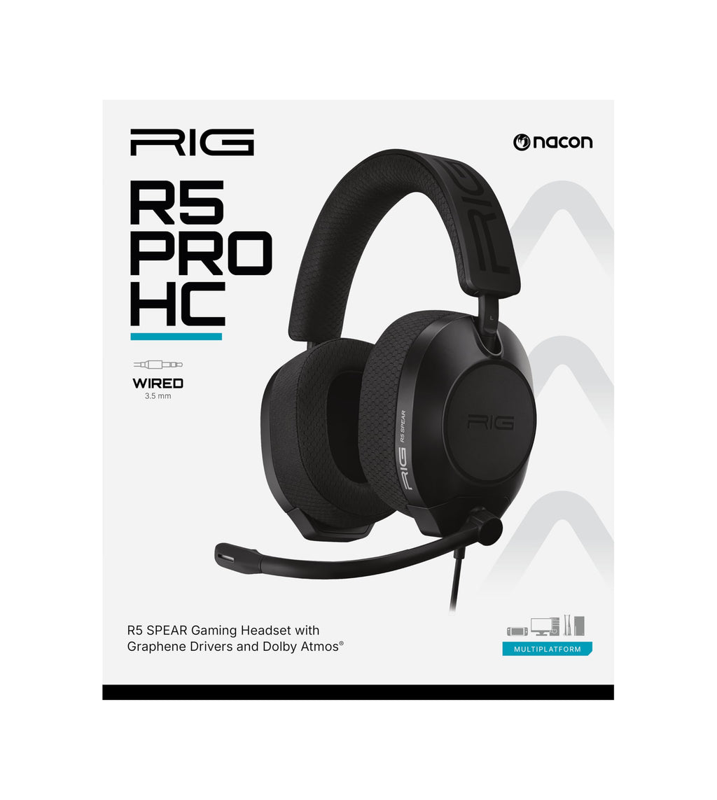 RIG R5 Spear PRO HS Wired Gaming Headset Officially Licensed for PlayStation, PS5, PS4, PC - 40mm Graphene Drivers, Tempest 3D Audio, Flip-to-Mute Mic, Memory Foam Cushions, 3.5mm -Black - Flex Gamingproduct_type